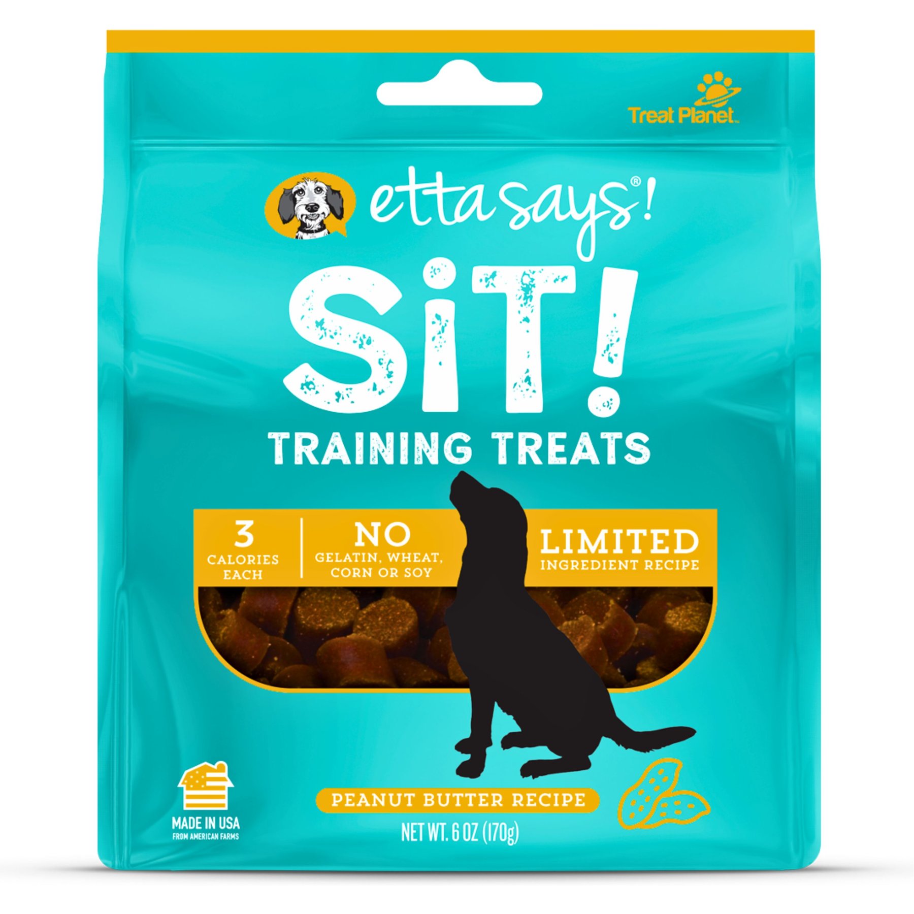 Etta Says! Sit! Training Treats Peanut Butter Recipe Dog Treats, 6-oz bag