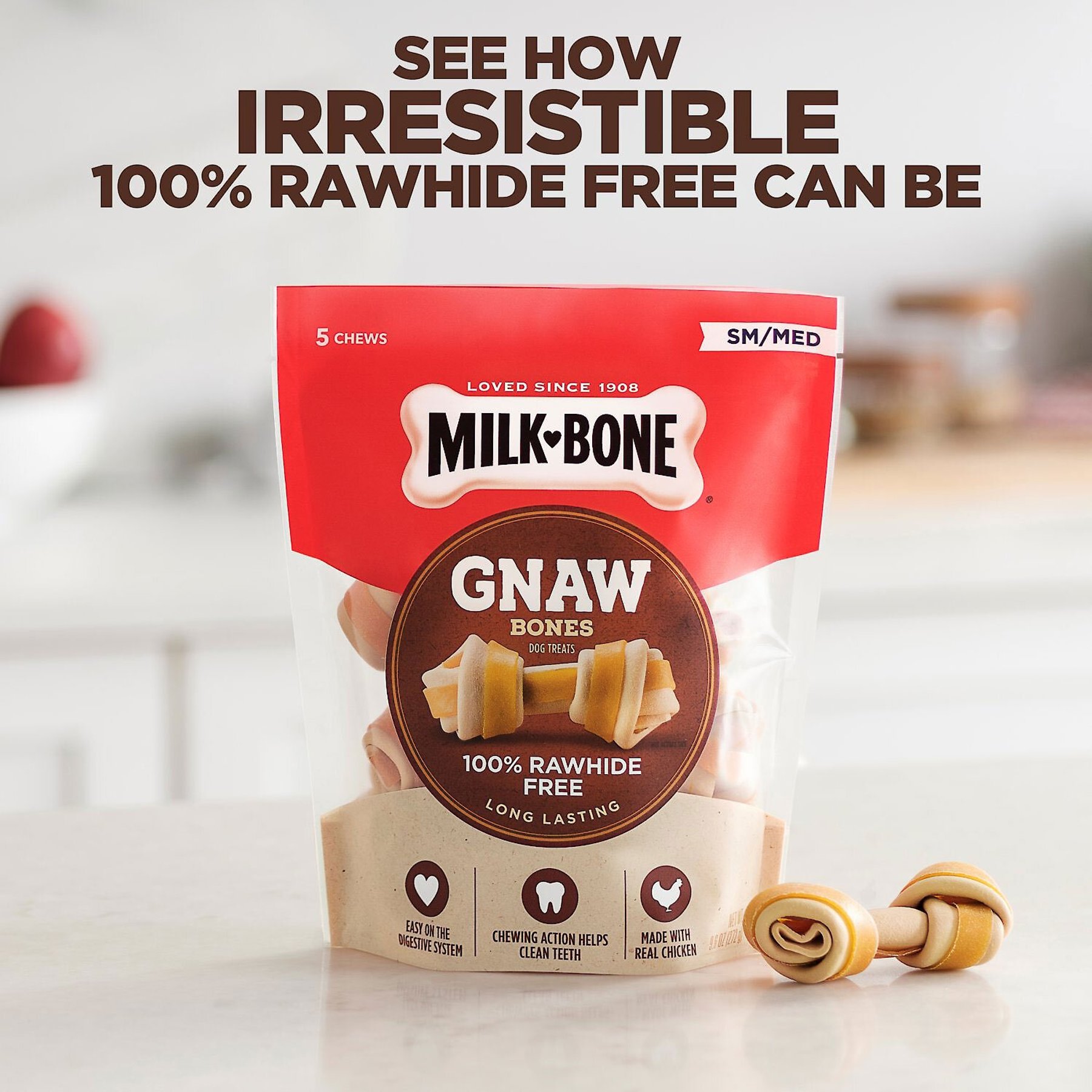 Milk-Bone Gnaw Bones Small/Medium Chicken Flavored Bone Dog Treats