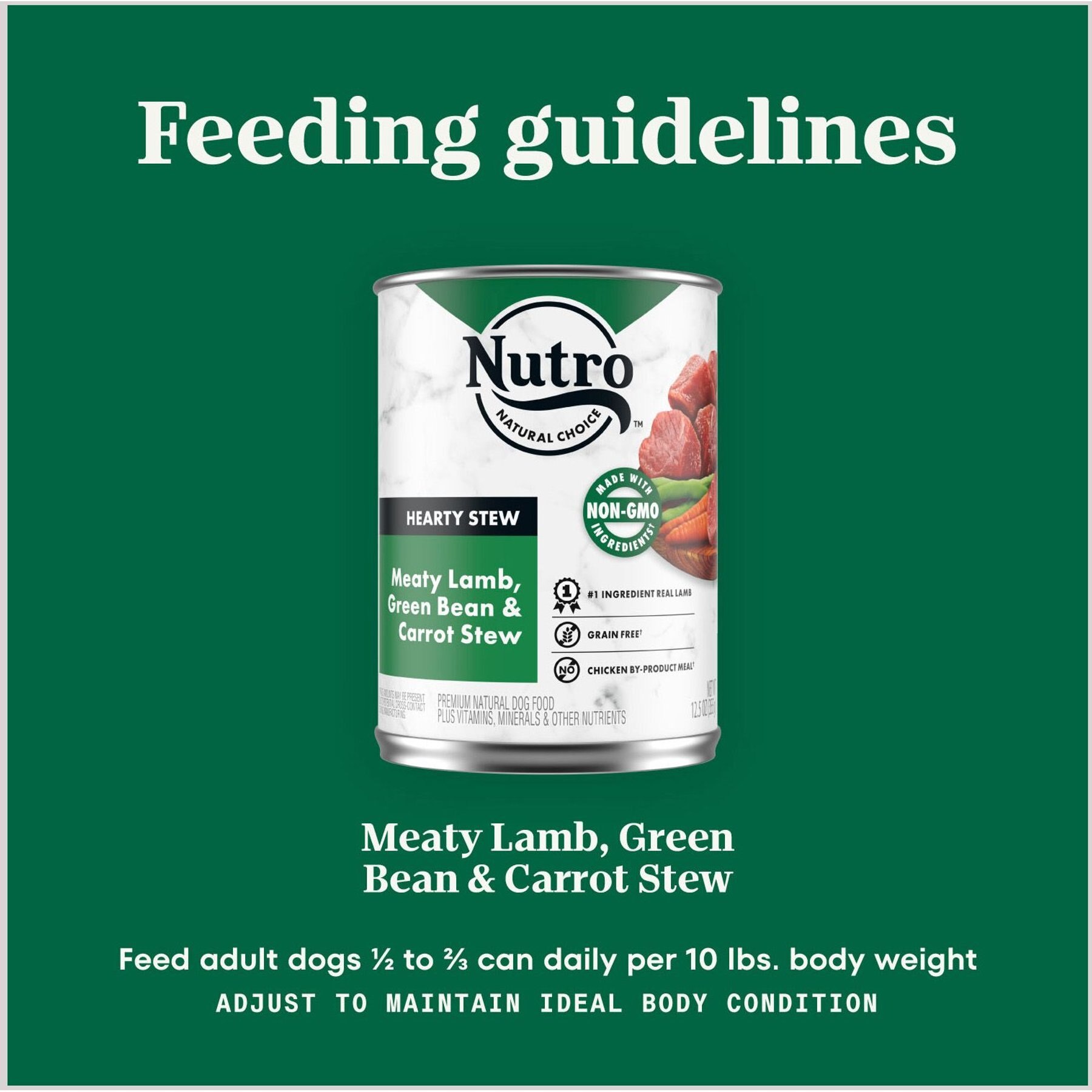 Nutro Hearty Stew Meaty Lamb, Green Bean & Carrot Cuts in Gravy Grain-Free Adult Canned Wet Dog Food