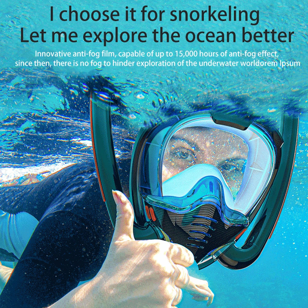 Snorkeling Mask Double Tube Silicone Full Dry Diving Mask Adults Swimming Mask Diving Goggles Self Contained Underwater Breathin 240410