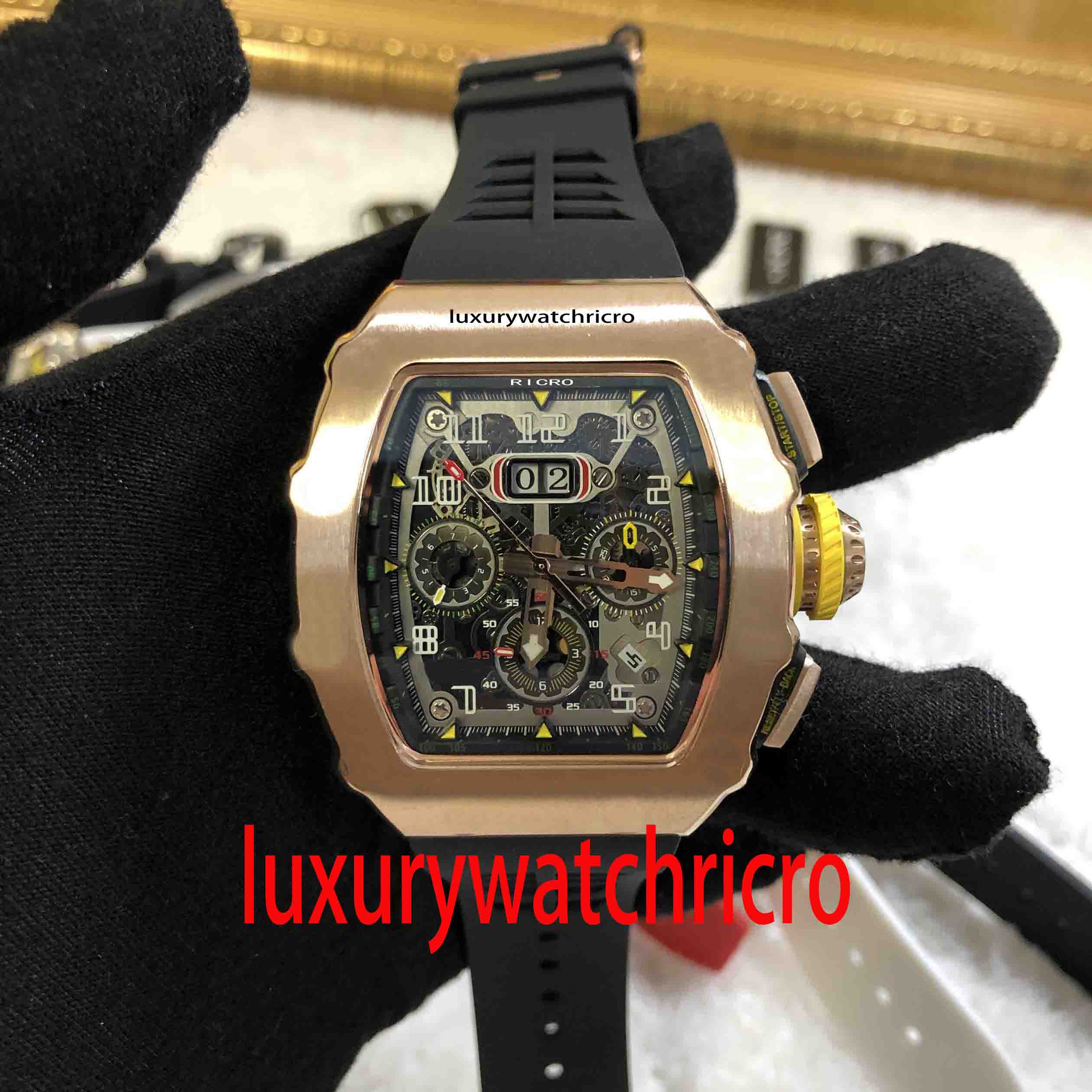 Men's luxury watch stainless steel case Rubber strap automatic mechanical movement folding buckle
