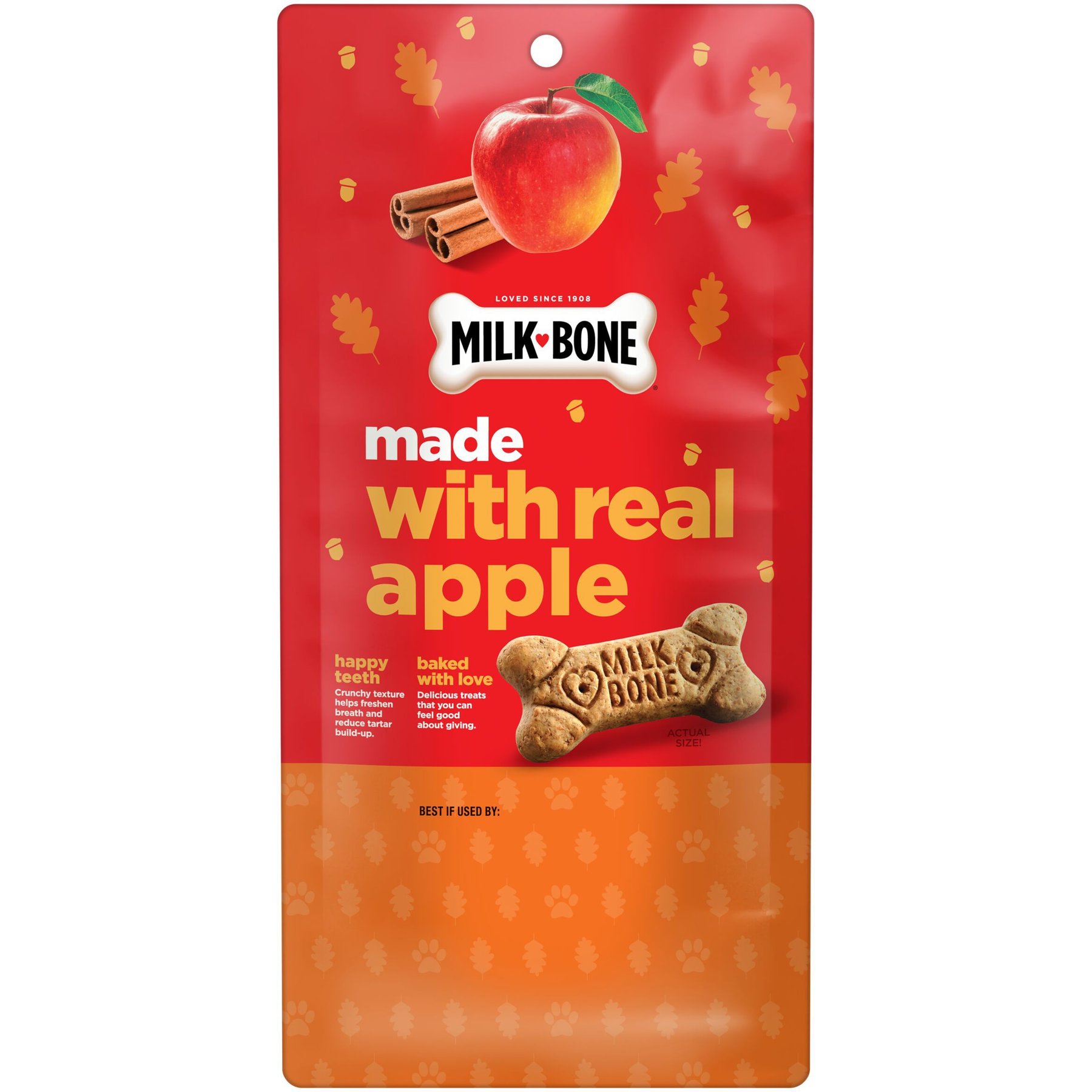 Milk-Bone Holiday Apple Cinnamon Flavor Adult Biscuits Crunchy Dog Treats, 8-oz pouch