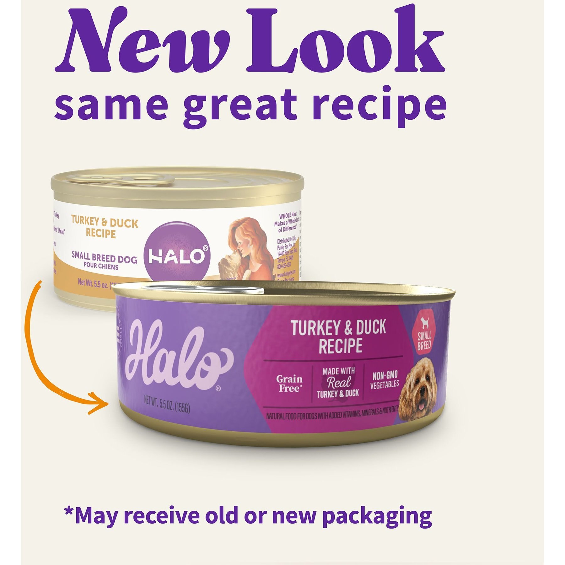 Halo Turkey & Duck Recipe Grain-Free Small Breed Canned Dog Food, 5.5-oz, case of 12