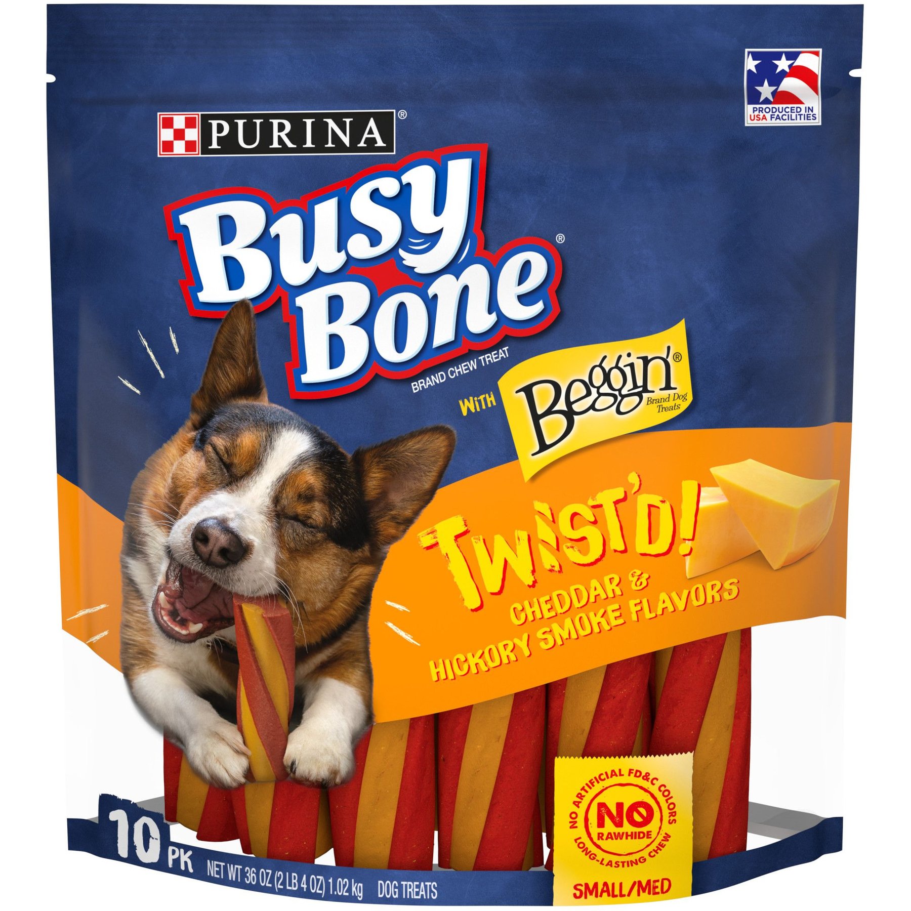 Busy Bone with Beggin' Twist'd! Long-Lasting Cheddar & Hickory Smoke Small/Medium Dog Treat