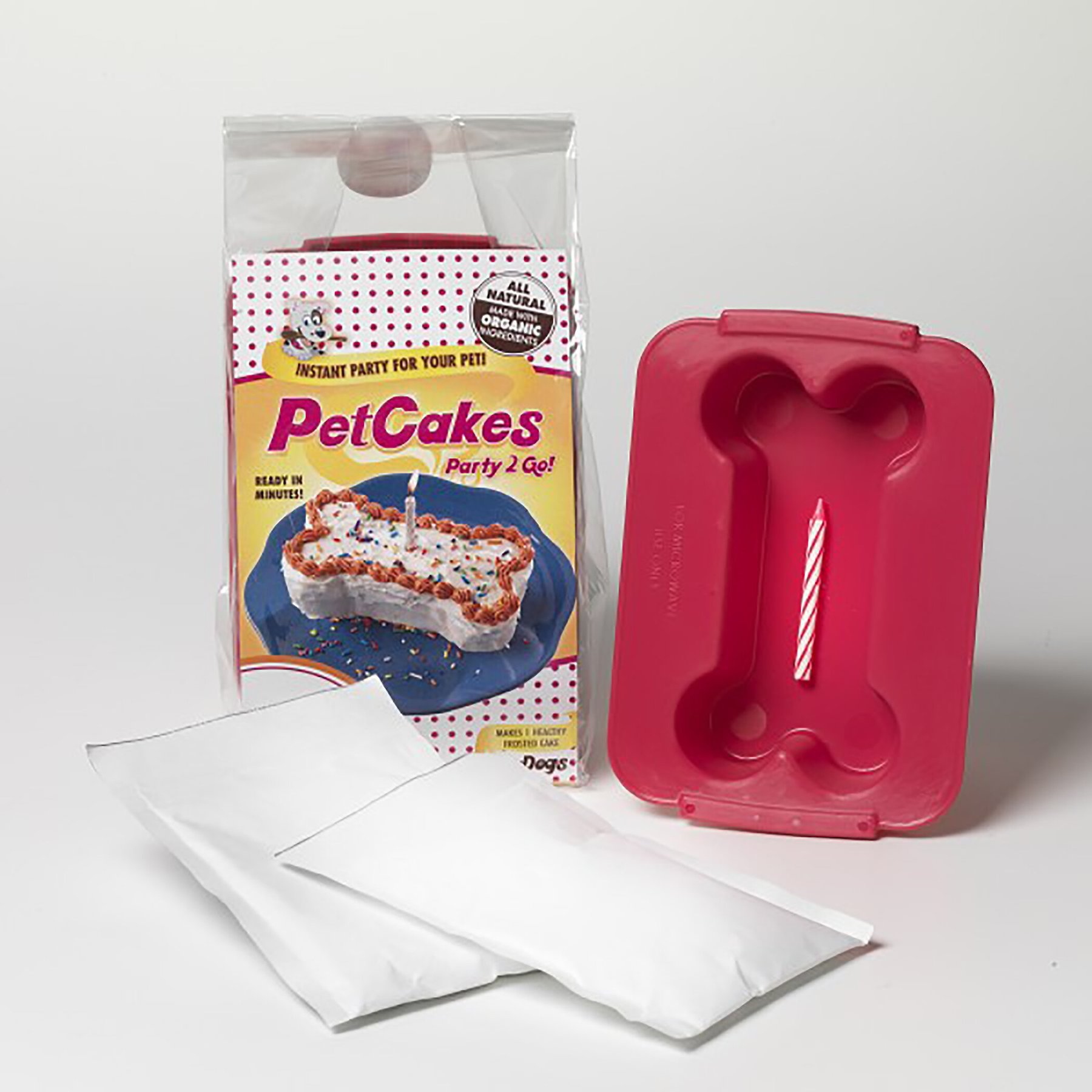 PetCakes Cheese Flavor Microwaveable Birthday Cake Mix Kit with Bone Shaped Pan Dog Treats