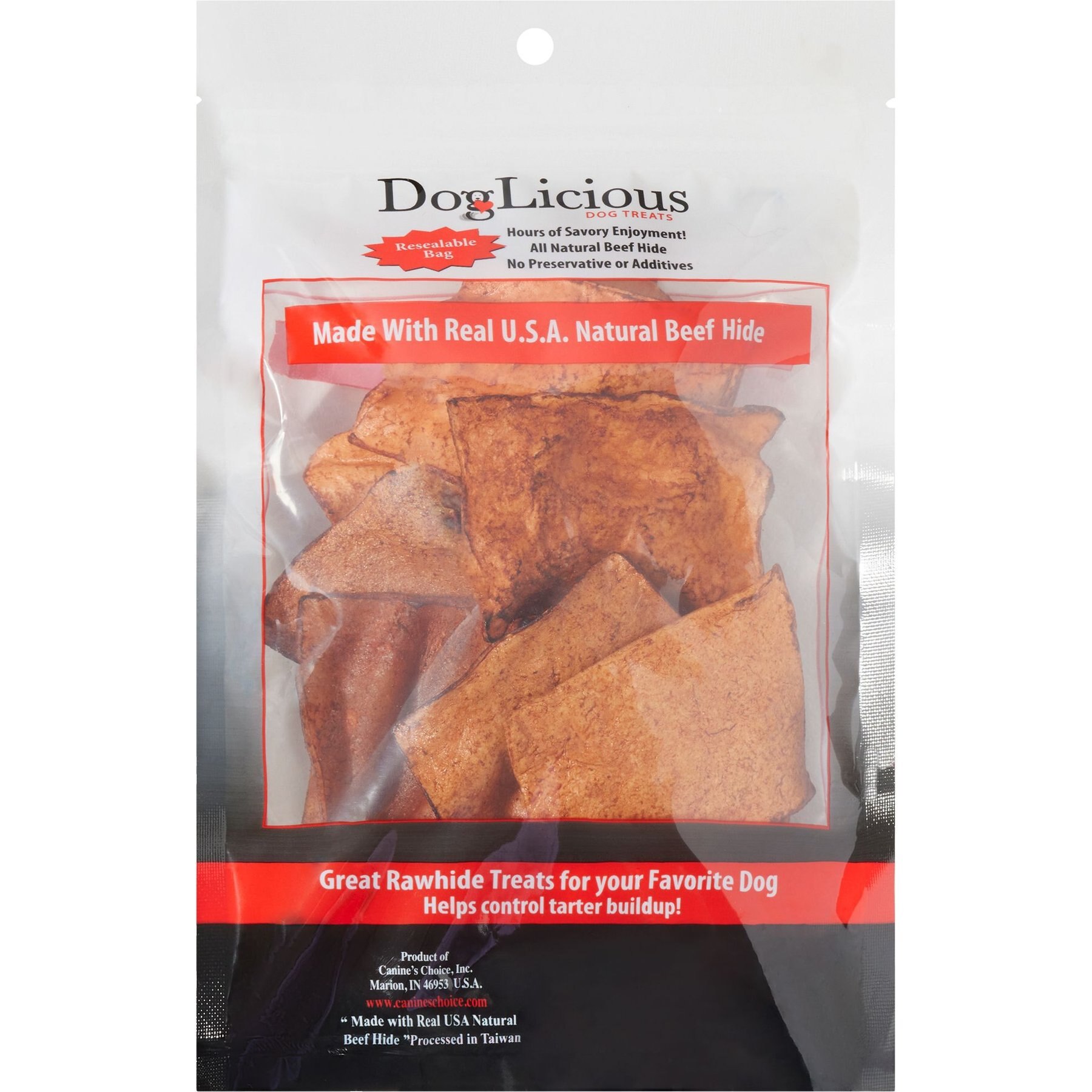 Canine's Choice DogLicious Beef Flavored Chips Rawhide Dog Treats, 3-oz bag