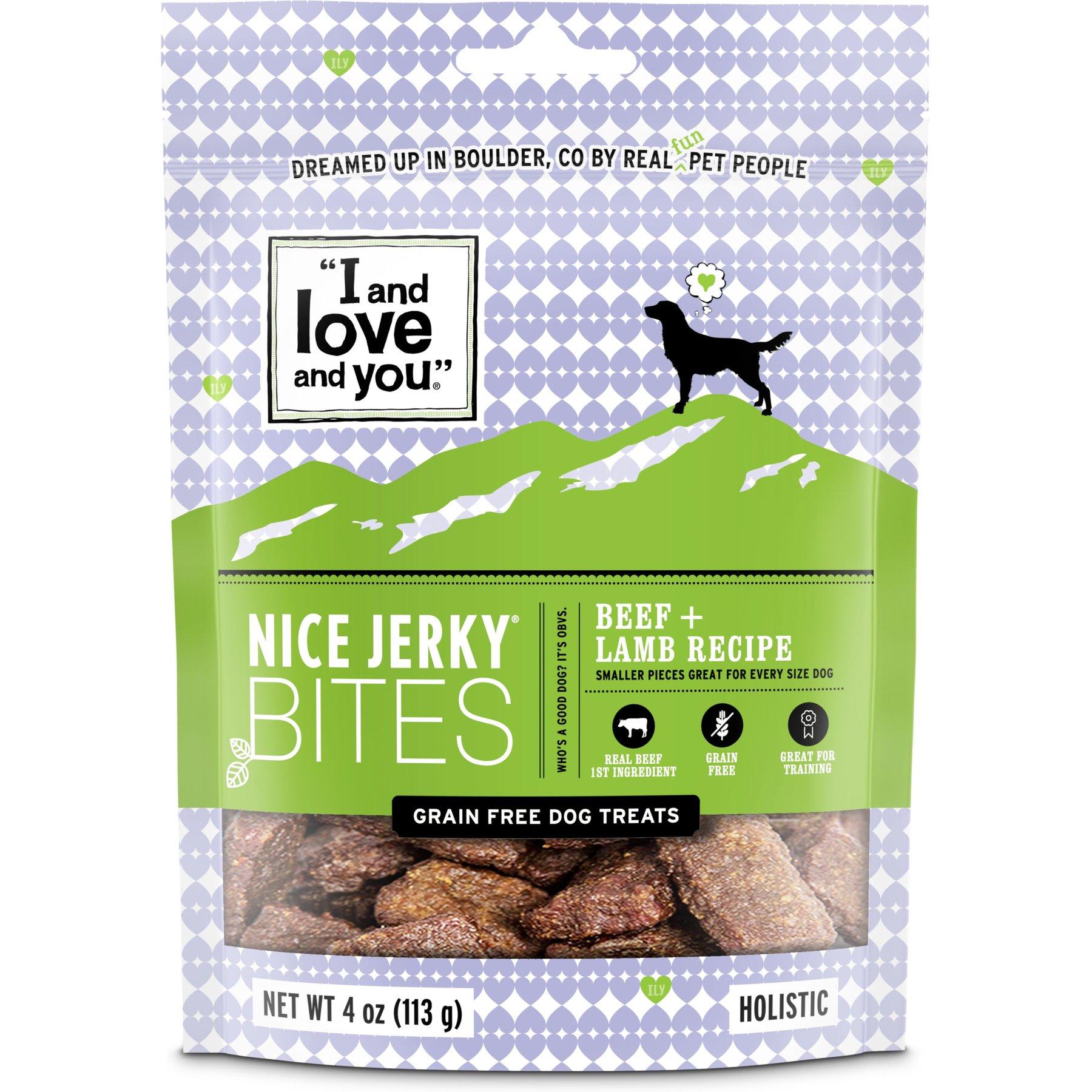 I and Love and You Nice Jerky Bites Beef and Lamb Grain-Free Dog Treats