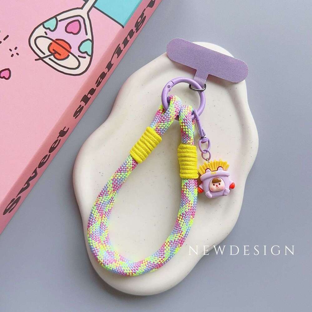 Suitable for the new creative cartoon phone case universal and versatile thick short rope, hand-held chain, doll card anti lost rope