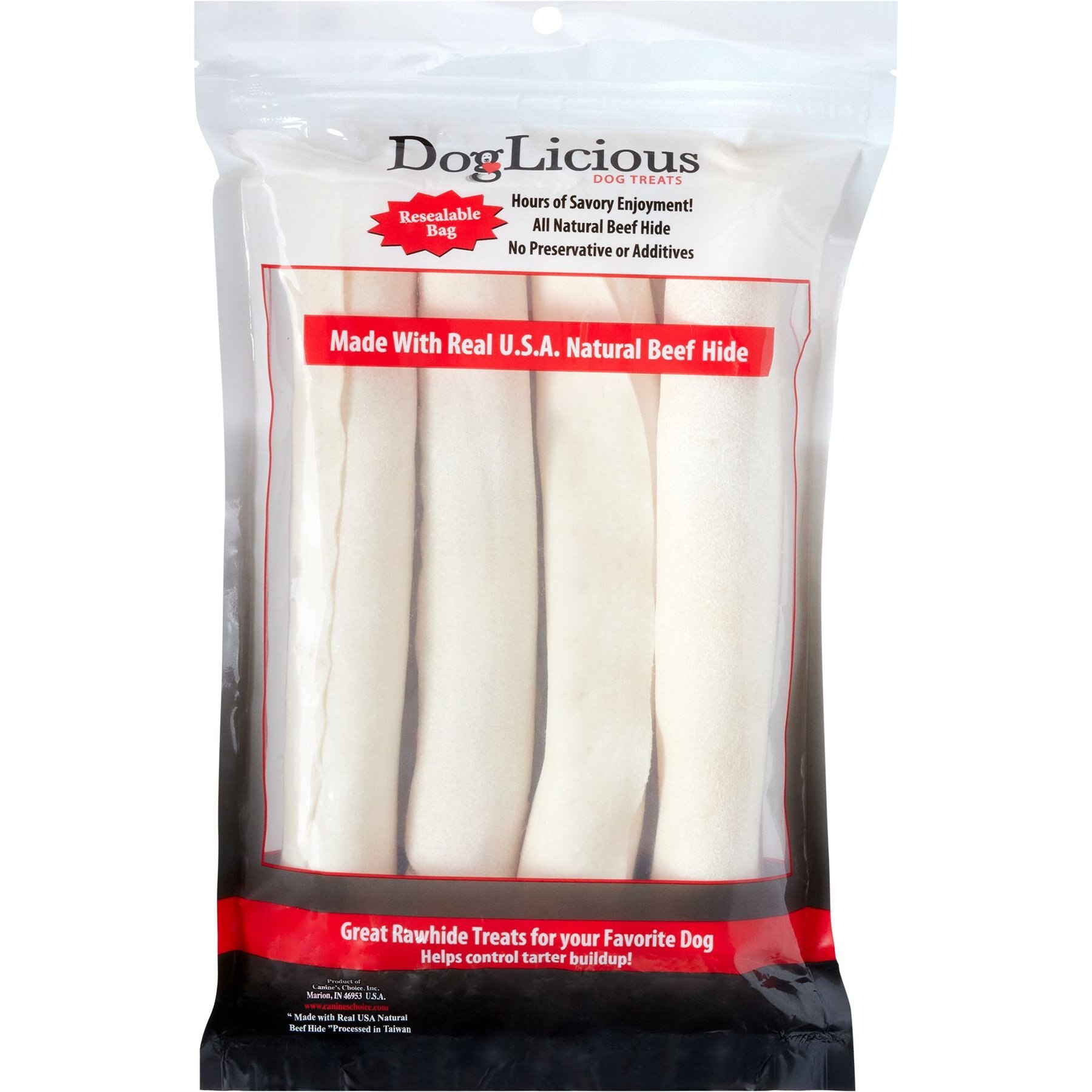 Canine's Choice DogLicious 8" Natural Rawhide Rolls Dog Treats, 4 count