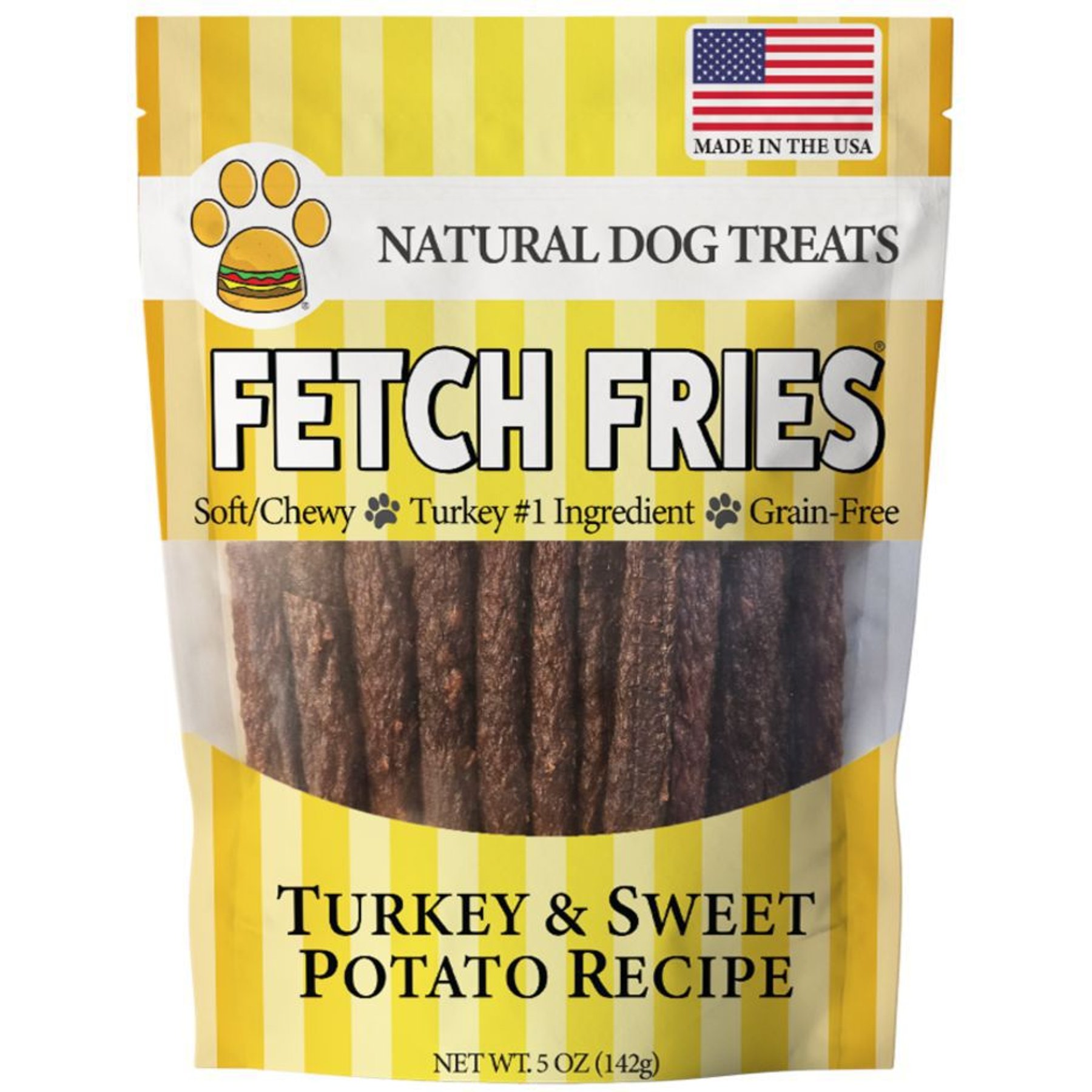 Fast Pet Food Fetch Fries Organic Turkey & Sweet Potato Grain-Free Dog Treats, 5-oz bag