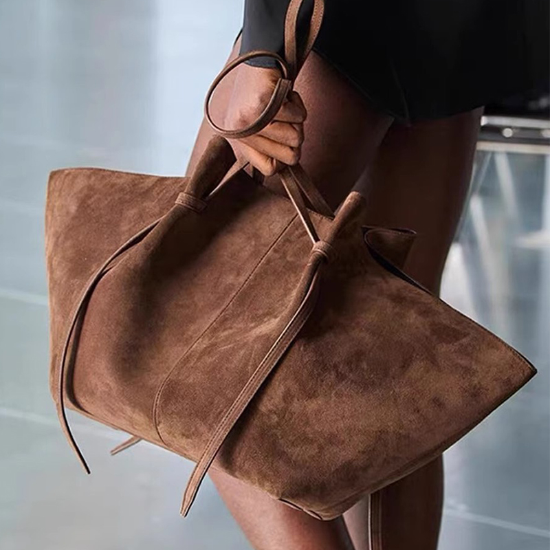 Suede For Women Large Purses Top-Handle Handbags Shoulder Bags Autumn and Winter High End Wing Soft Bag Fashionable Tote