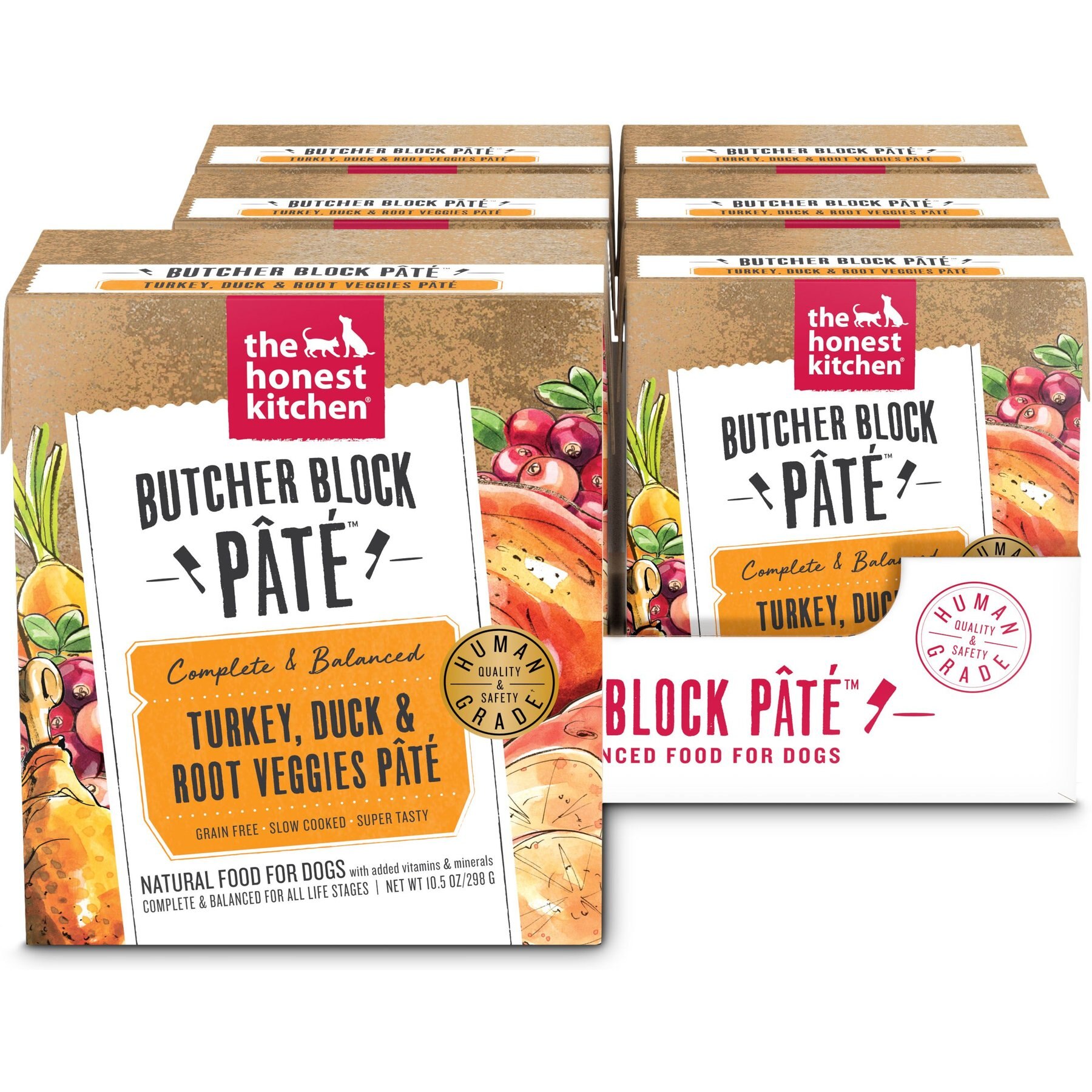 'The Honest Kitchen Butcher Block Pate Turkey, Duck & Root Veggies Wet Dog Food, 10.5-oz bag, case of 6