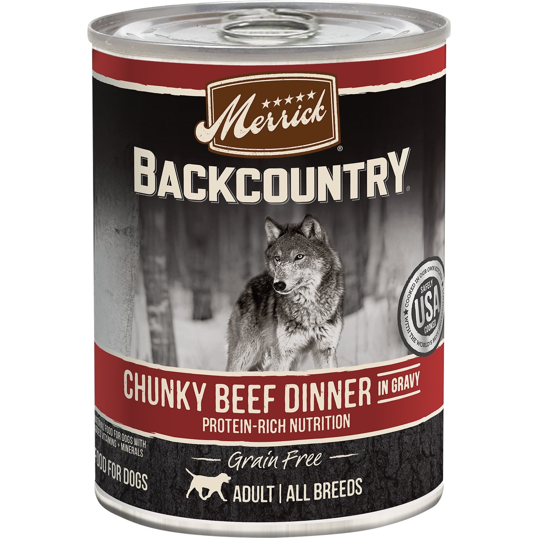 Merrick Backcountry Grain-Free Wet Dog Food Chunky Beef Dinner in Gravy