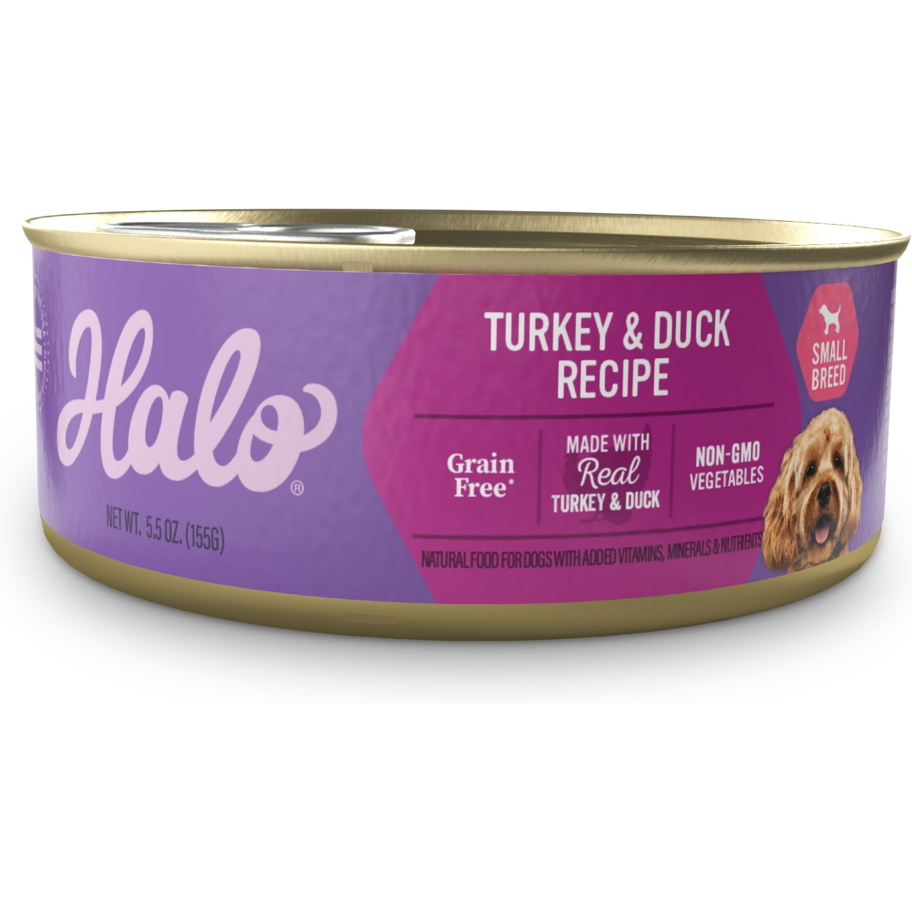 Halo Turkey & Duck Recipe Grain-Free Small Breed Canned Dog Food, 5.5-oz, case of 12