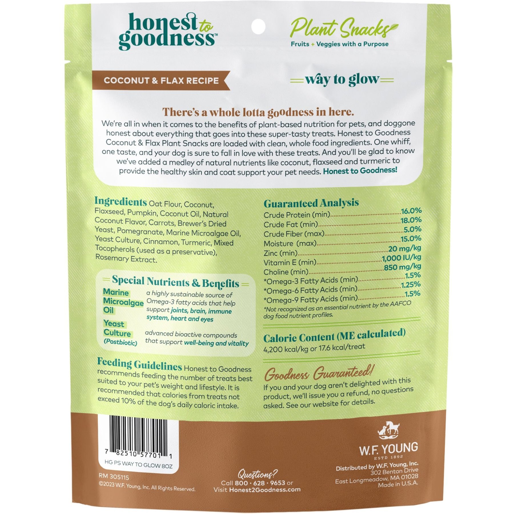 Honest To Goodness Plant Snacks Way to Glow Coconut & Flax Dog Treats, 8-oz bag
