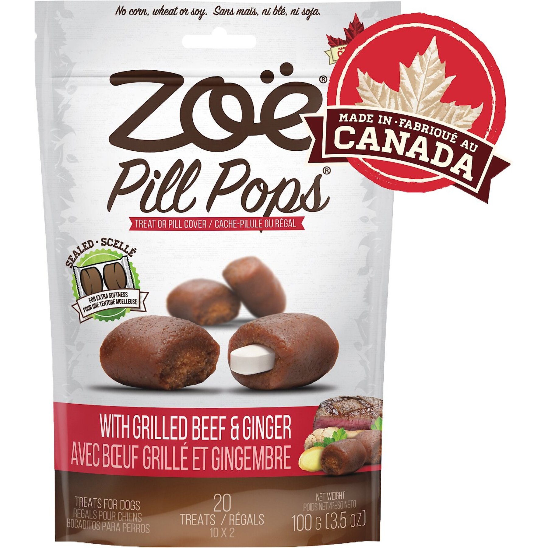 Zoe Pill Pop Grilled Beef with Ginger Dog Treats
