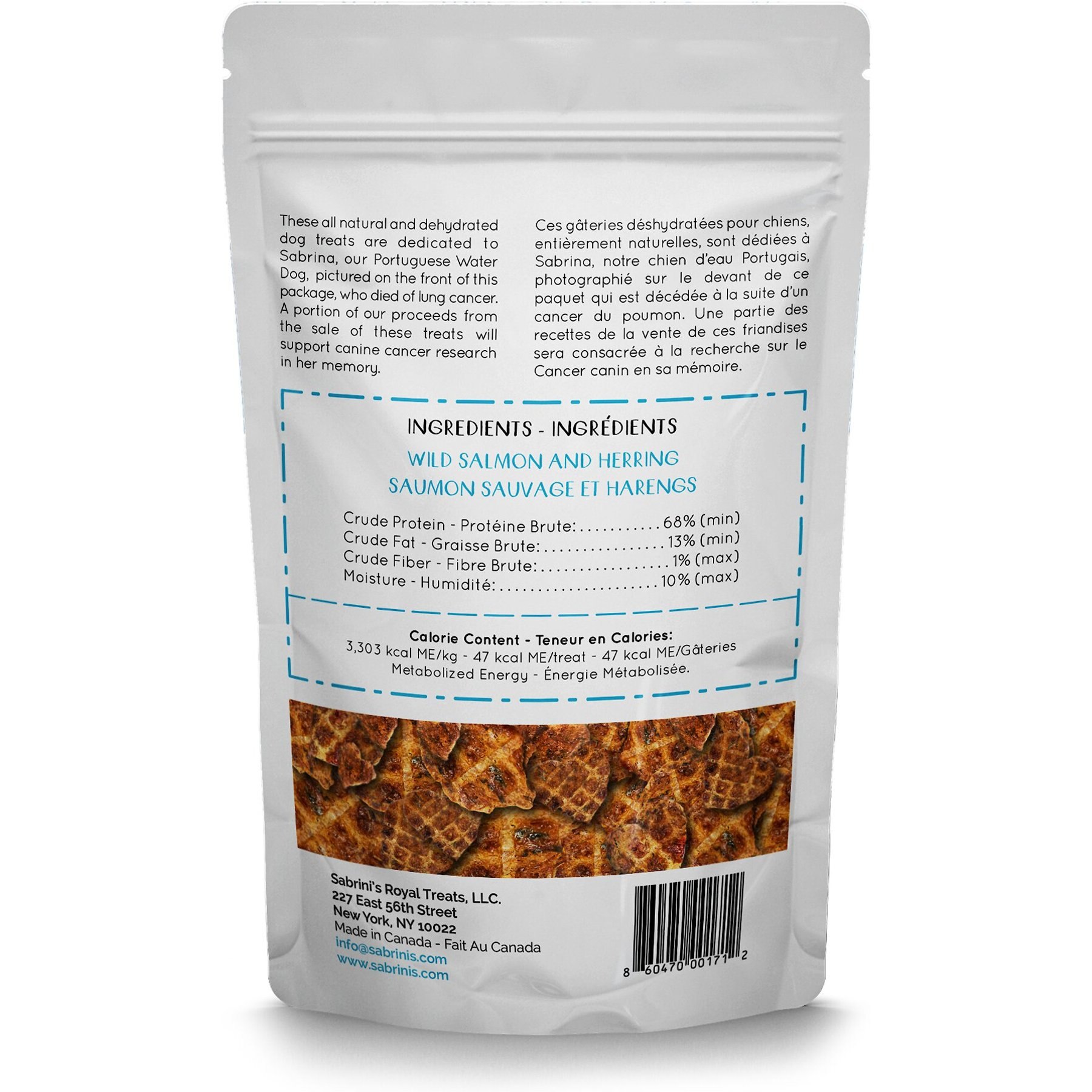 Sabrini's Royal Treats Wild Salmon & Herring Dog Treats, 3-oz pouch