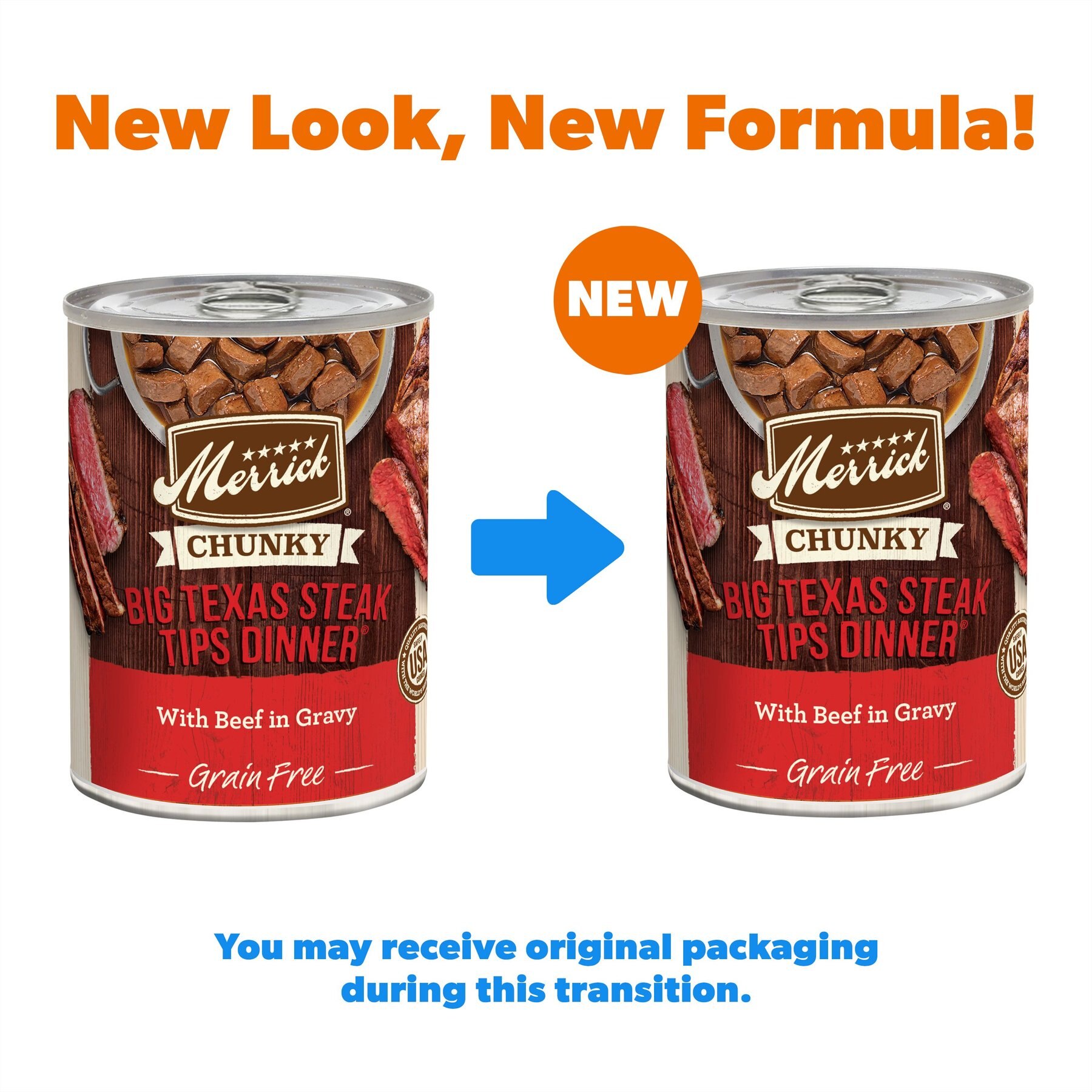 Merrick Chunky Grain-Free Wet Dog Food Big Texas Steak Tips Dinner