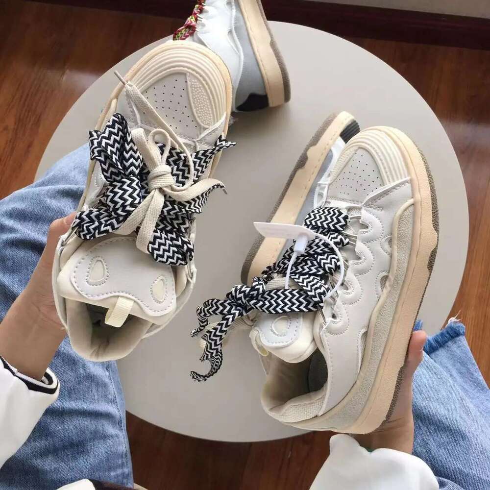 Men's Women's Sports Casual Sneakers Colorful Large Shoelaces Mixed Color Patchwork Daddy Shoes Breathable
