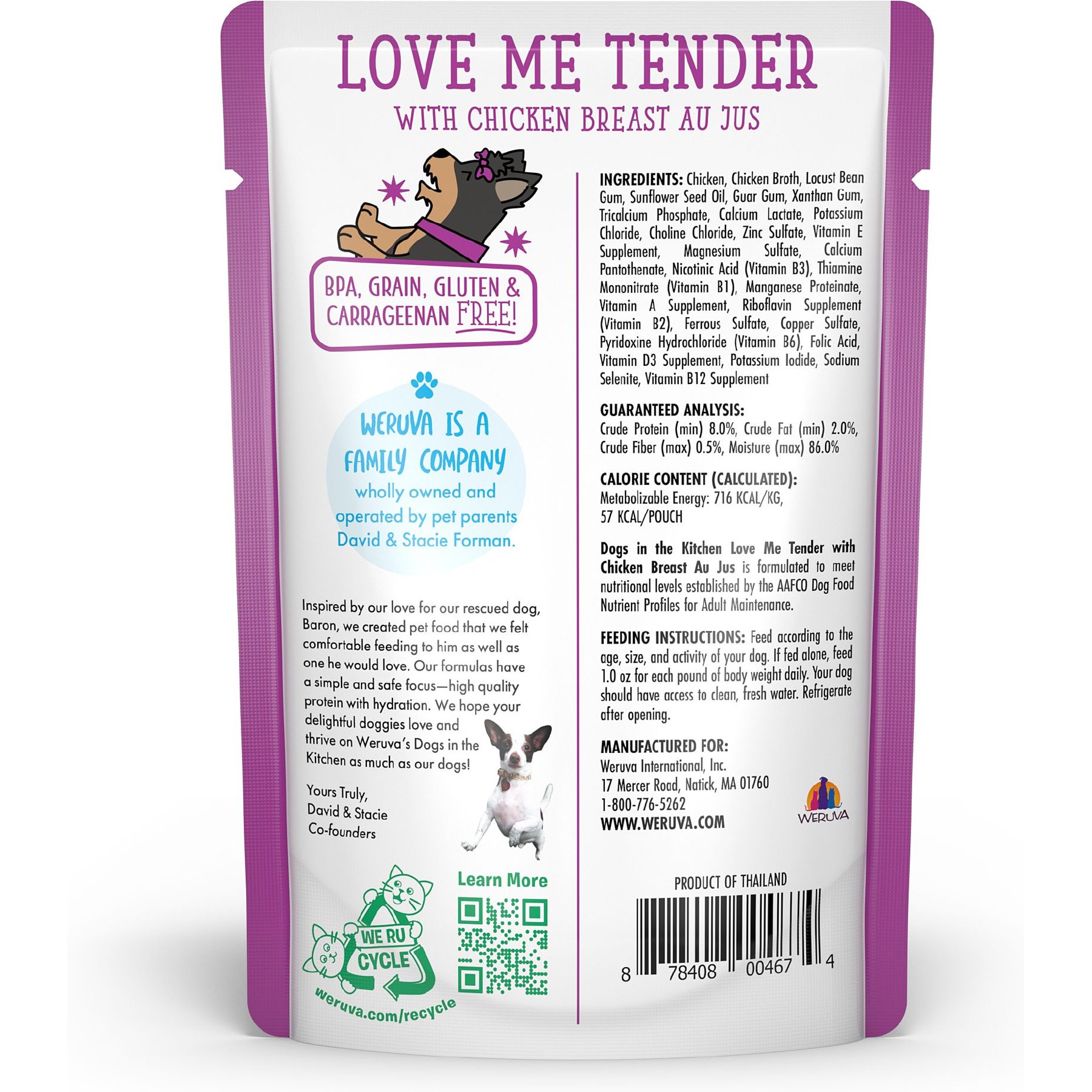 Weruva Dogs in the Kitchen Love Me Tender with Chicken Breast Au Jus Grain-Free Dog Food Pouches