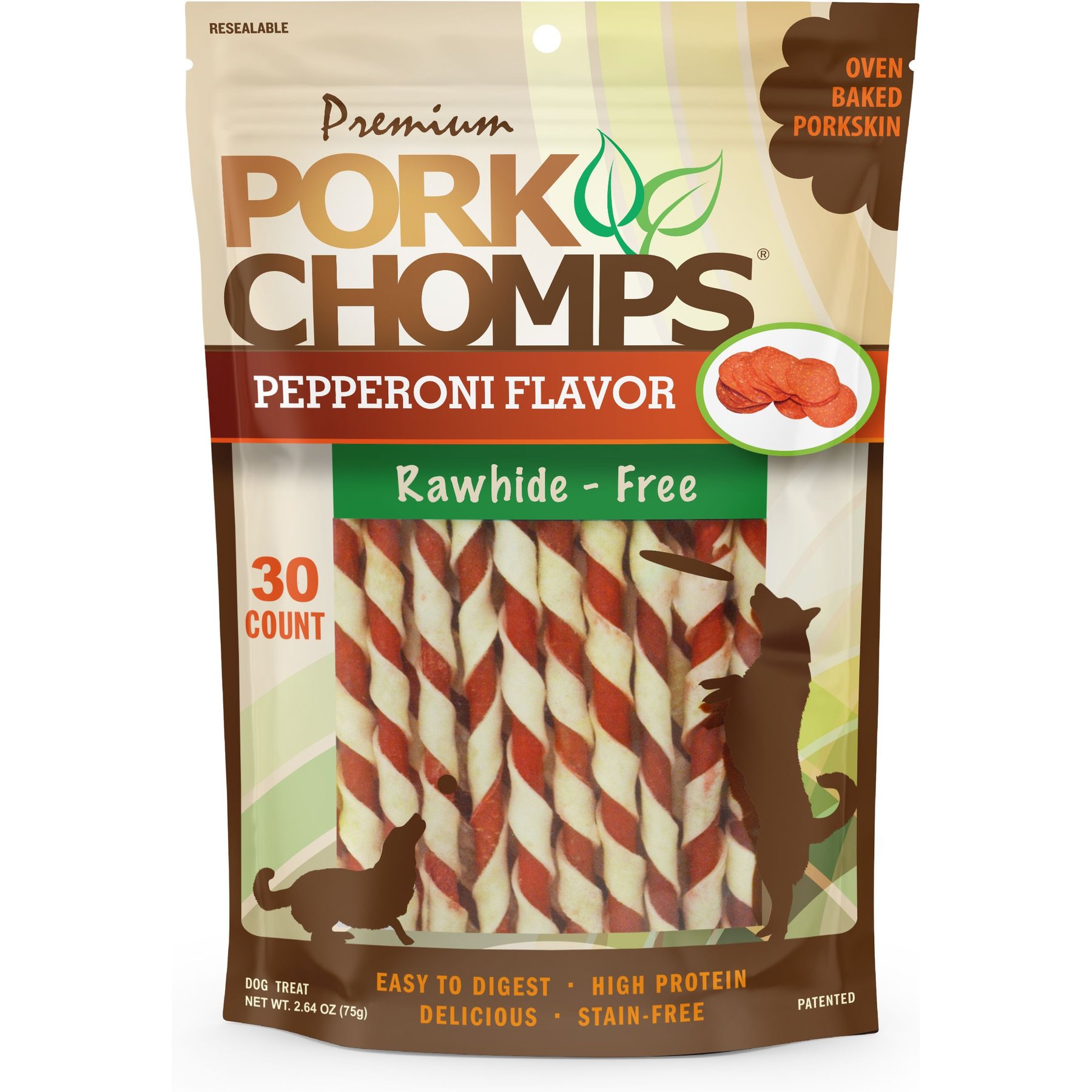 Pork Chomps Pepperoni Flavor Twists Dog Treats