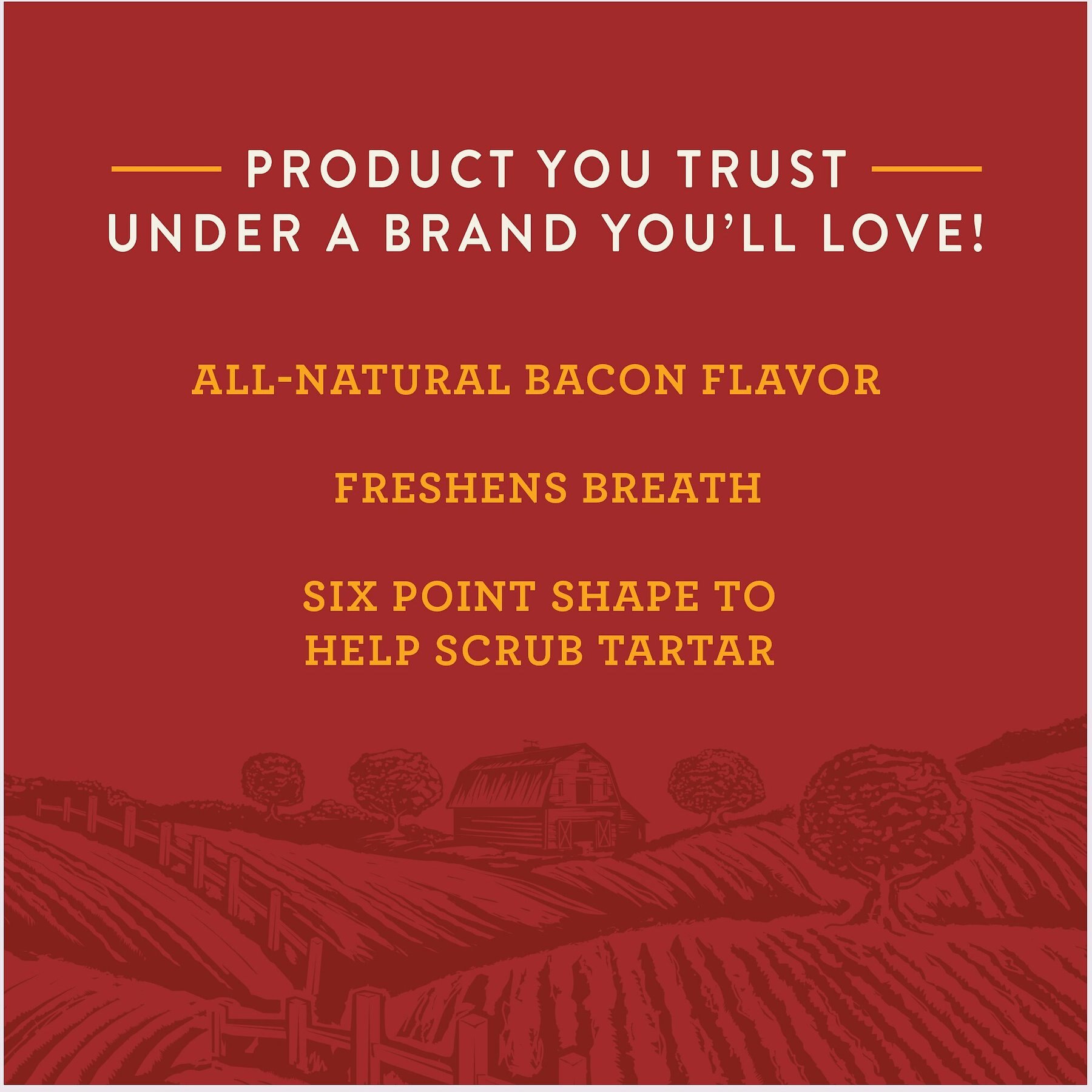 True Acre Foods All-Natural Dental Chew Sticks, Bacon Flavor