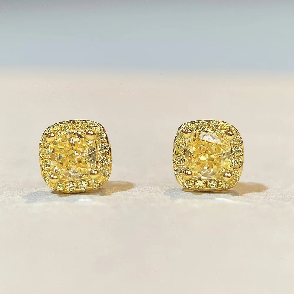 Korea S925 pure silver retro yellow diamond earrings cute women geometric floral charm jewelry Valentines Day241121