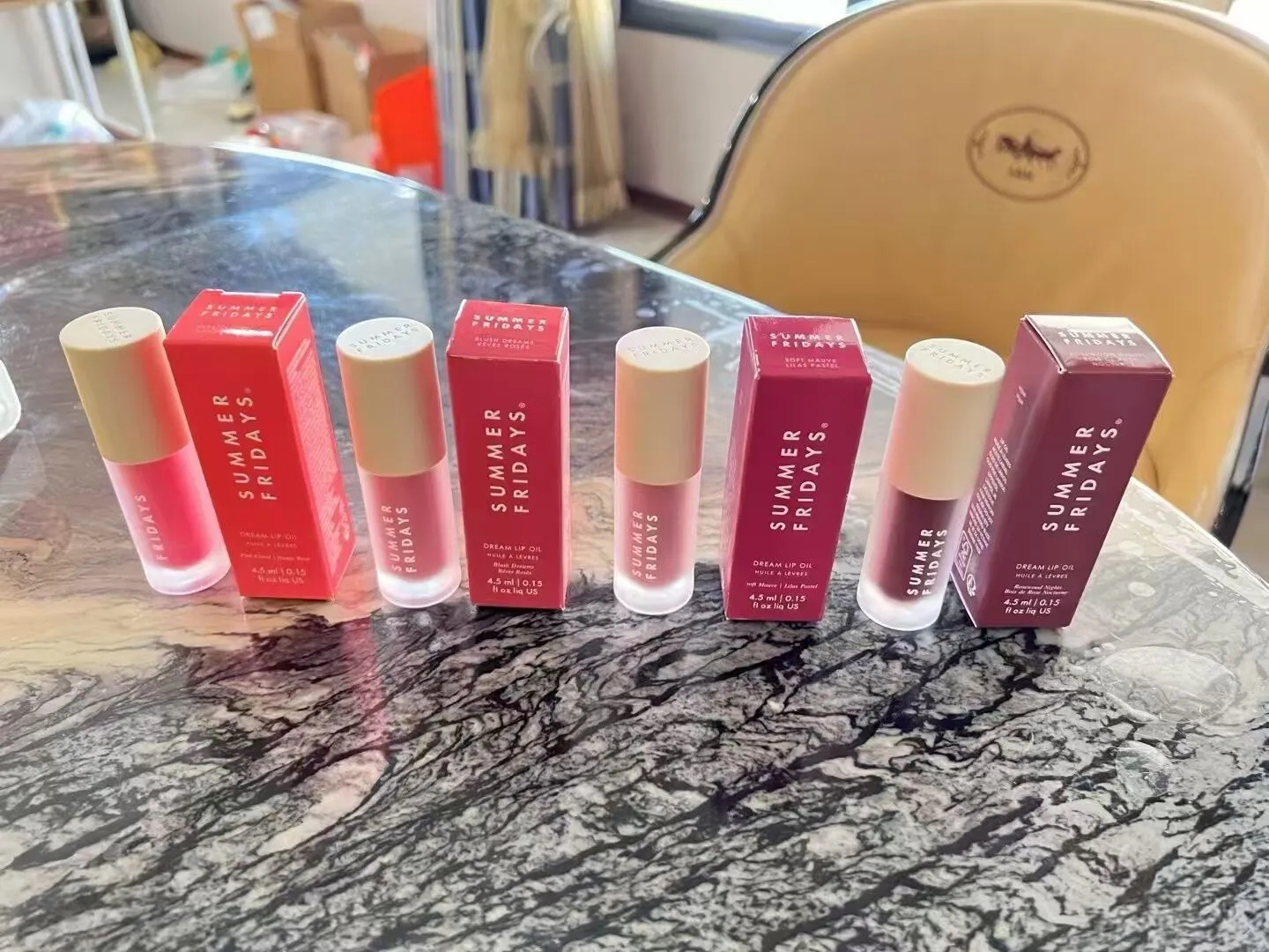 New Summer Fridays Dream Lip Oil Lipgloss Liquid Lipstick 4.5g Moisturize Smooth Makeup Lips Glaze Butter LipBalm Blush Dreams Pink Cloud 4colors LipC