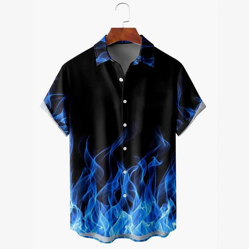 Flame MenS Shirts 3d Vintage Summer Fashion Red Flame Haiian Shirt Man Summer Short Sved Oversized Shirt For Men 2025XJ241120