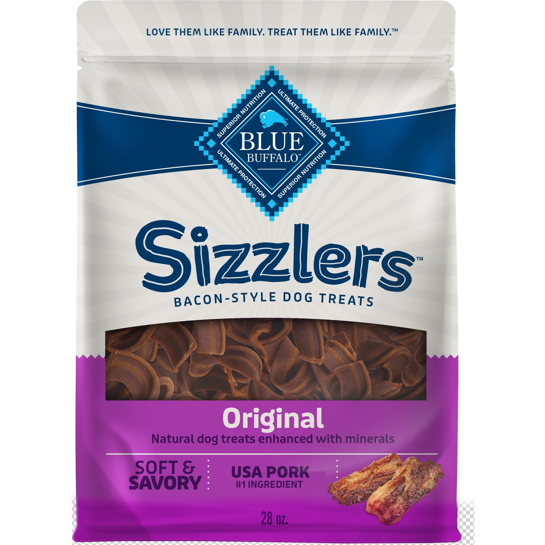Blue Buffalo Sizzlers with Real Pork Bacon-Style Dog Treats