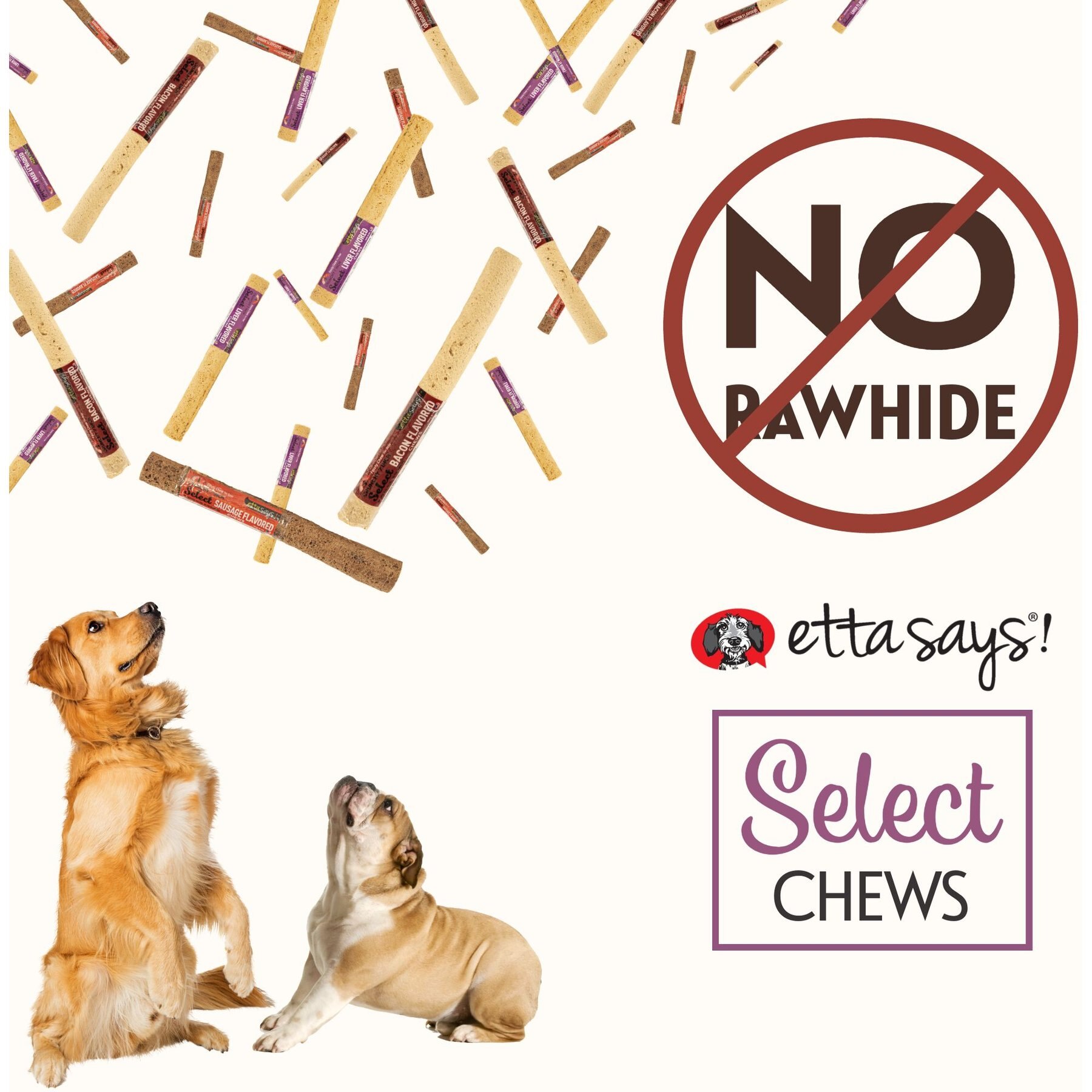 Etta Says! 7" Select Hide-Free Bacon Recipe Crunchy Dog Chews