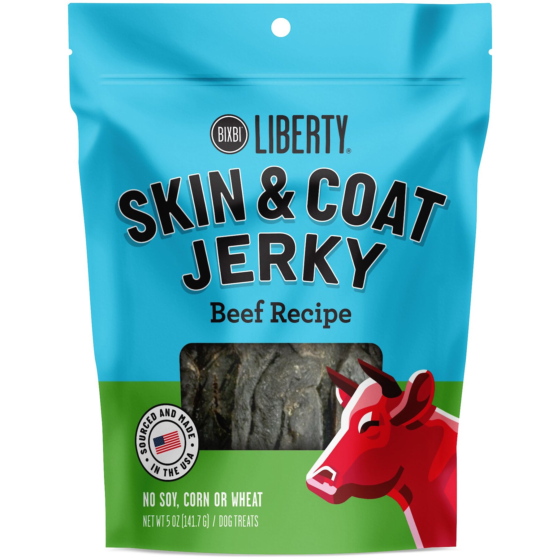 BIXBI Liberty Skin & Coat Beef Liver Recipe Grain-Free Jerky Dog Treats