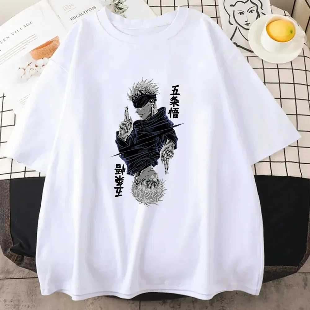 Men's T-Shirts Fashion Jujutsu Kaisen Satoru Gojo Anime Printed T Shirt Summer Oversized T-shirt Women Crew Neck Short Slve Harajuku Y2k Ts Y2404