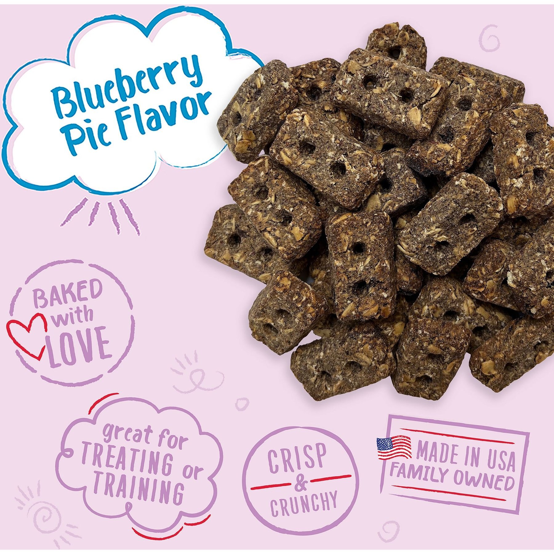Charlee Bear Bearnola Bites Blueberry Pie Flavor Dog Treats, 8-oz bag