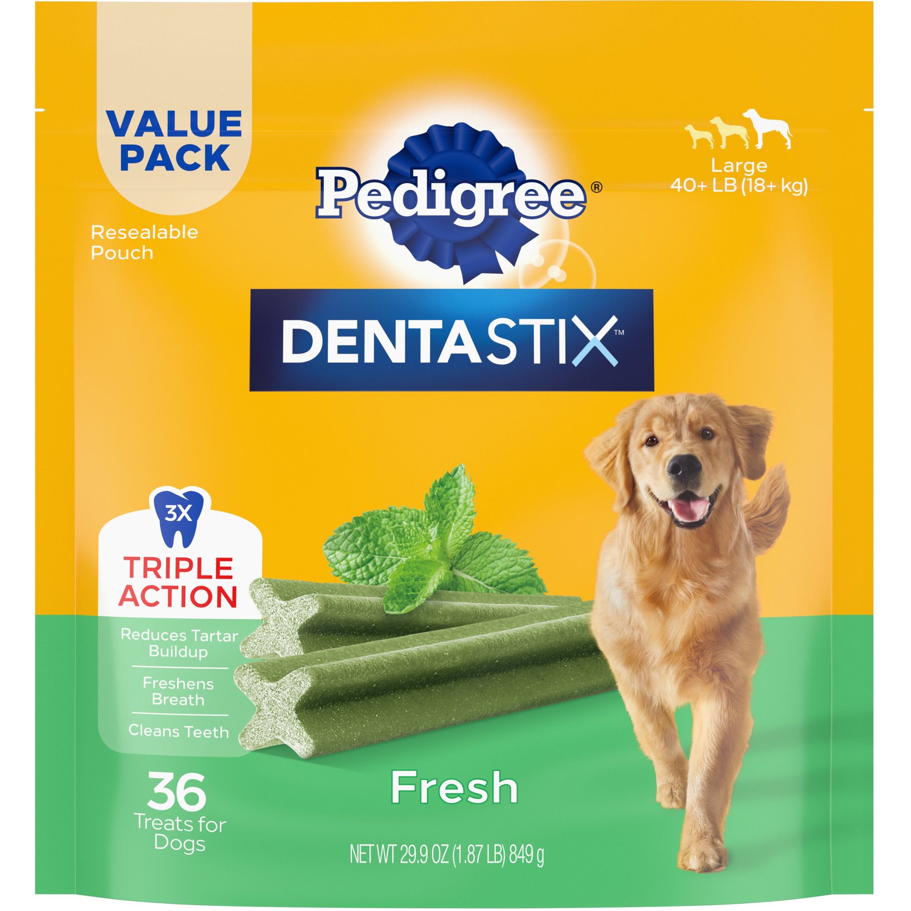 Pedigree Dentastix Fresh Mint Flavored Large Dental Dog Treats