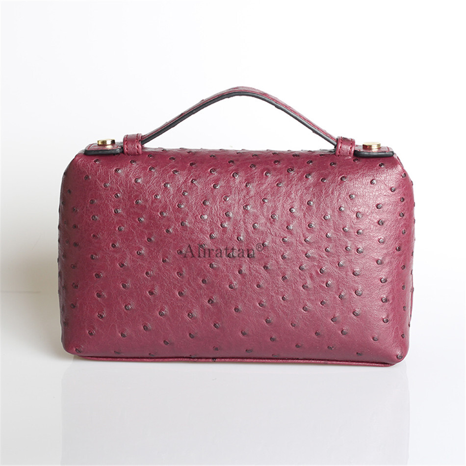 Alirattan New PU Leather For Women Fashion Designer Ostrich Pattern Handbag Custom Party Makeup Clutch Bag