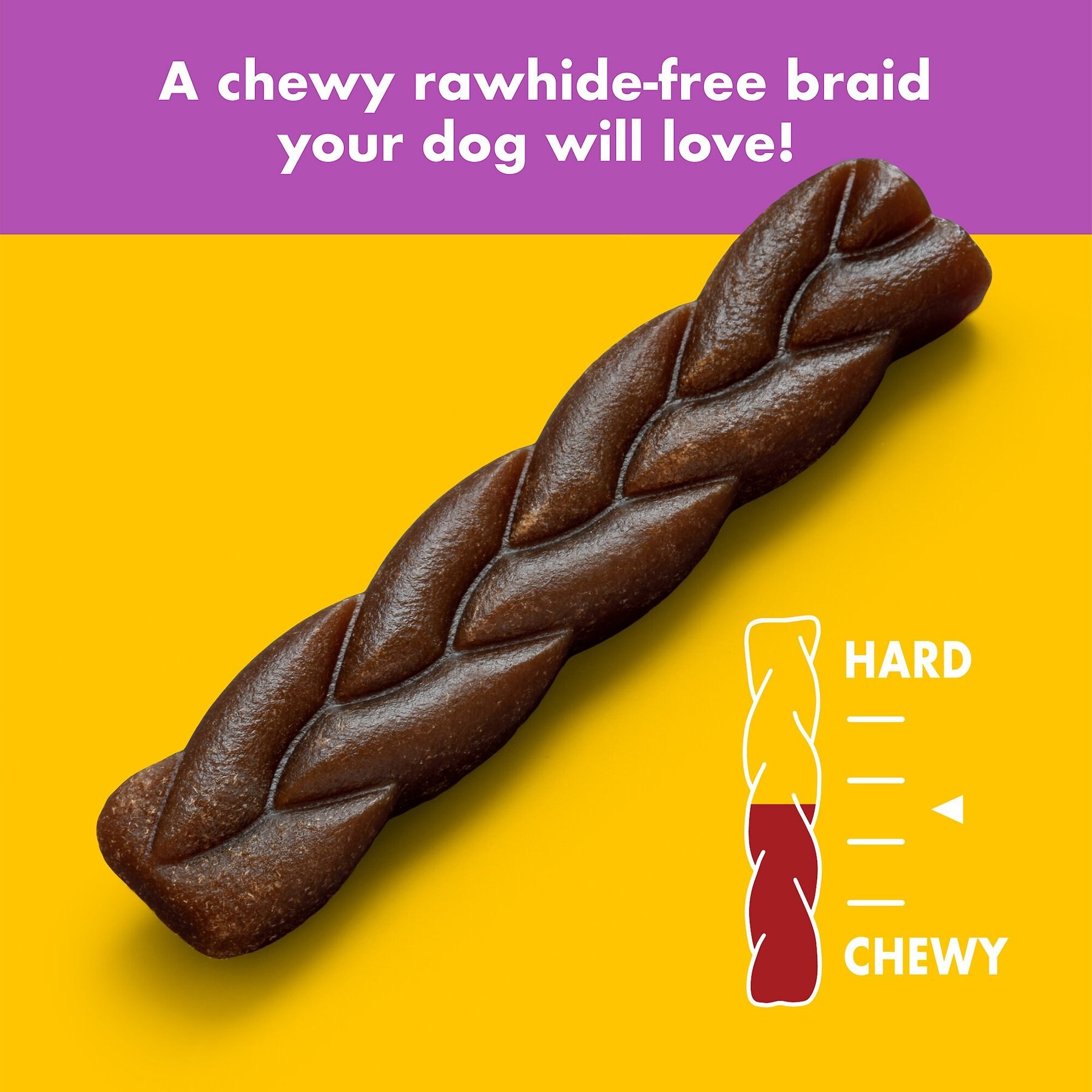 Chewsday Bacony Sizzle Chew Braids Rawhide-Free Dog Hard Chews, 7 count, Small