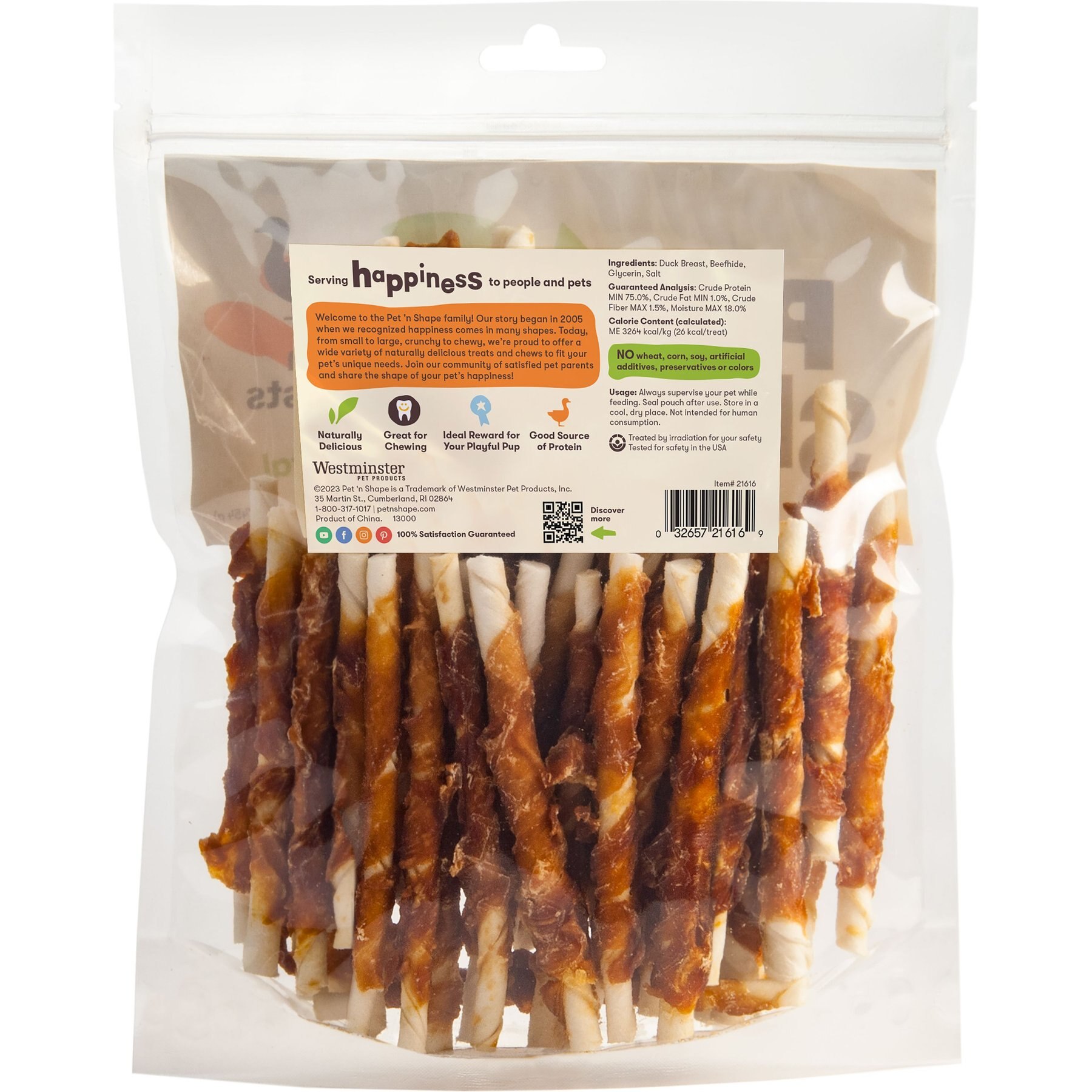 Pet 'n Shape All-Natural Duck Hide Twists Dog Treats