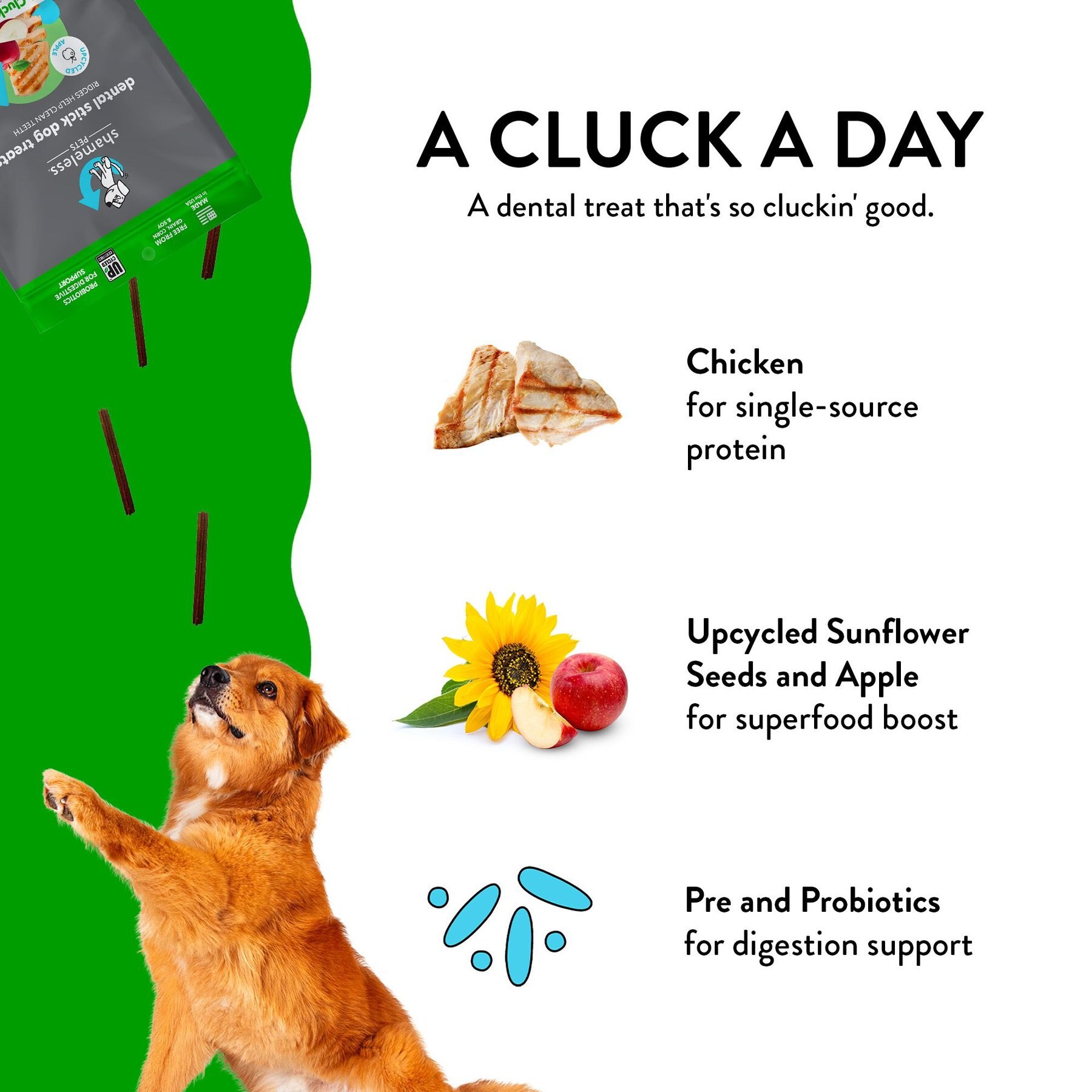 Shameless Pets A Cluck A Day Chicken & Apple Flavor Dental Dog Treats