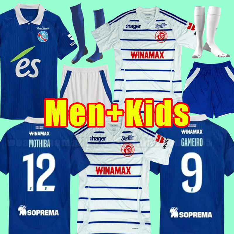 24 25 RC Strasbourg Alsace soccer jerseys Gameiro AJORQUE maillot de foot home blue 2024 2025 AHOLOU THOMASSON LiENARD Diallo DJIKU M.WARIS CACI football shirts