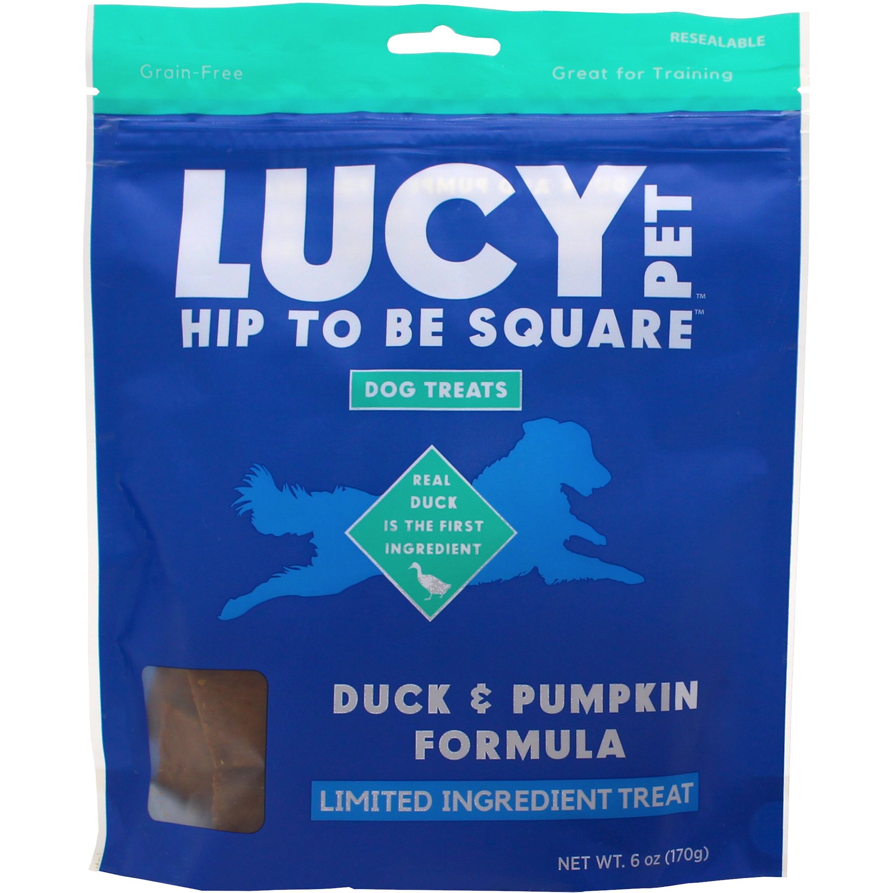 Lucy Pet Products Hip To Be Square Duck & Pumpkin Formula Grain-Free Dog Treats