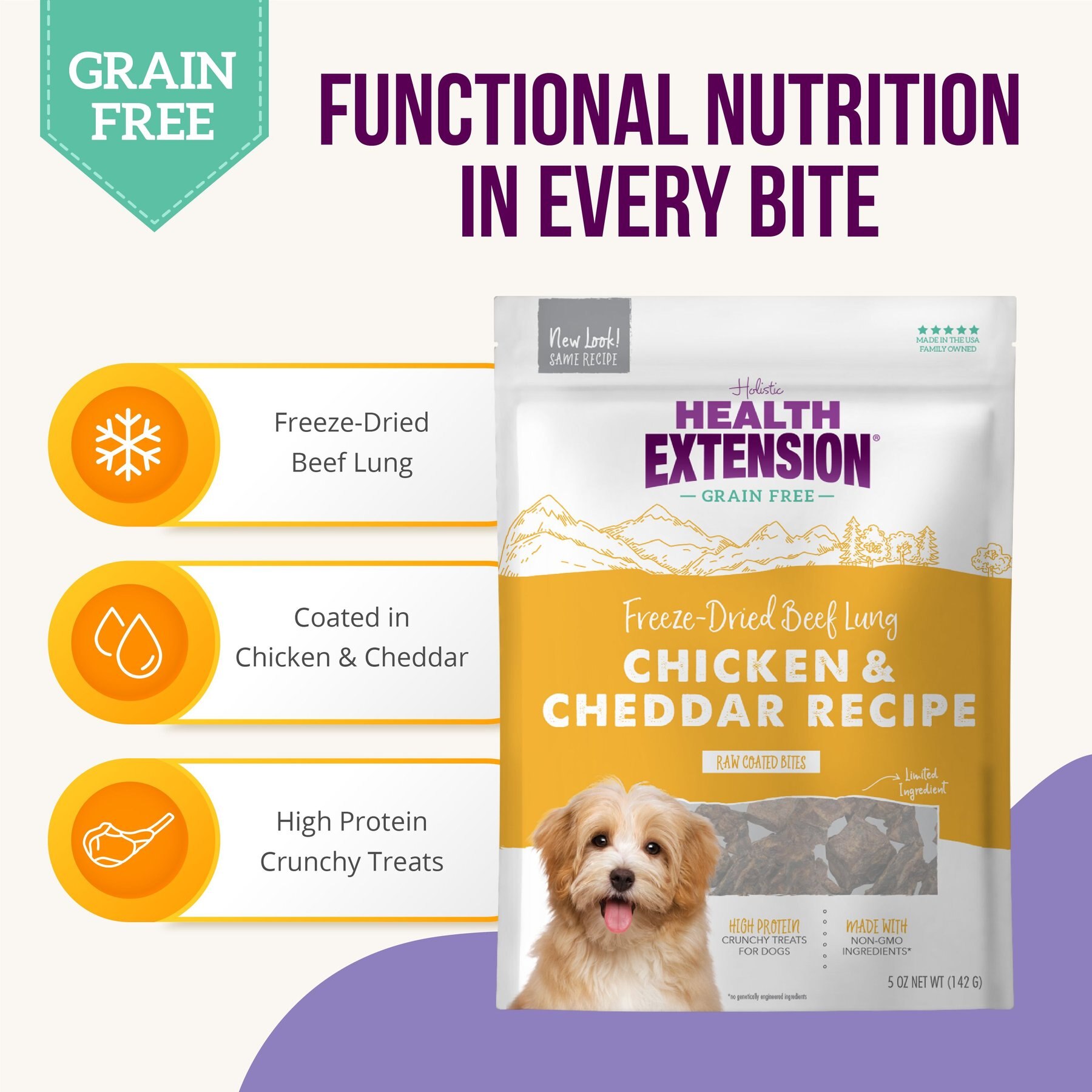 Health Extension Bully Puffs Grain-Free Chicken & Cheddar Cheese Dog Treats
