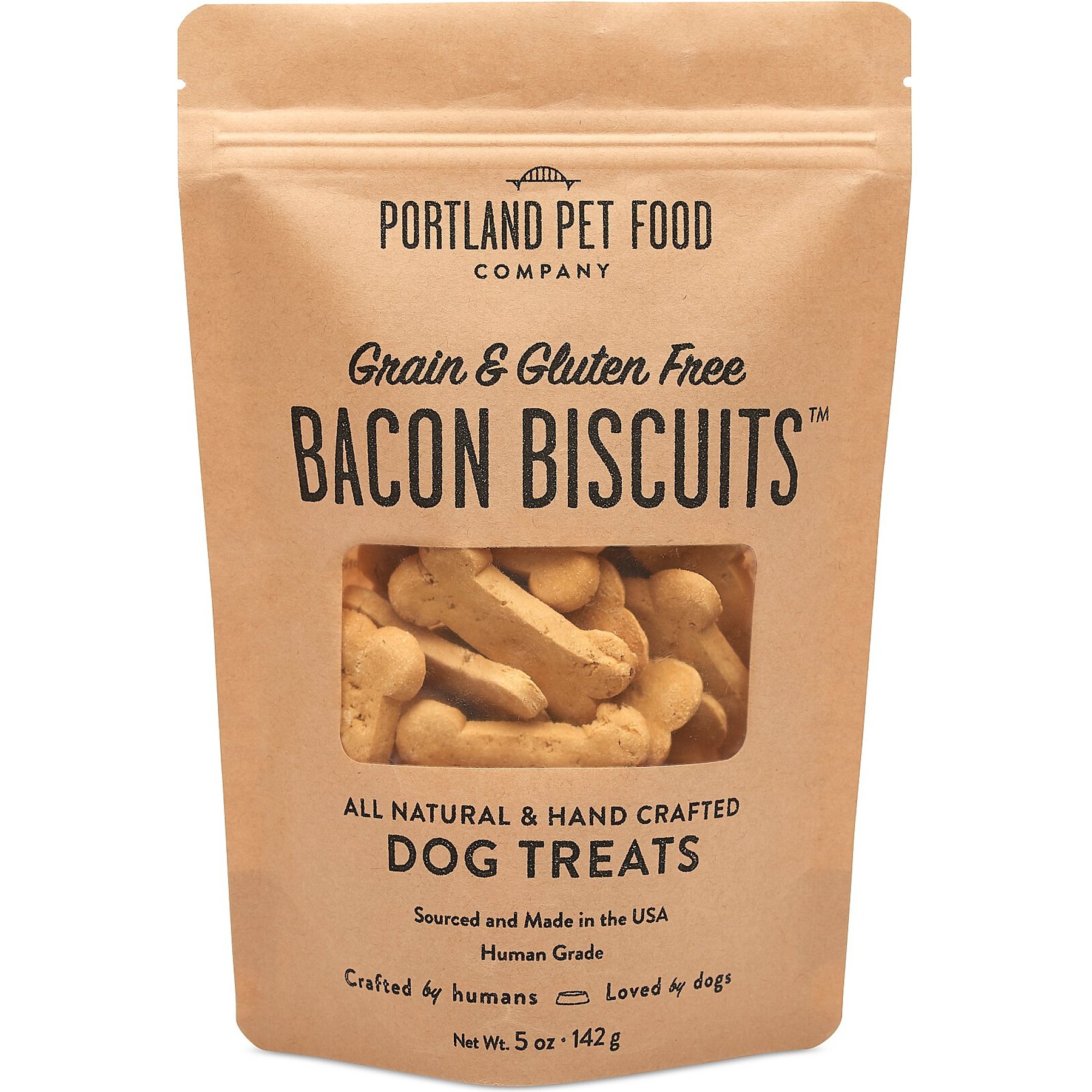Portland Pet Food Company Bacon Biscuits Grain-Free & Gluten-Free Dog Treats, 5-oz bag