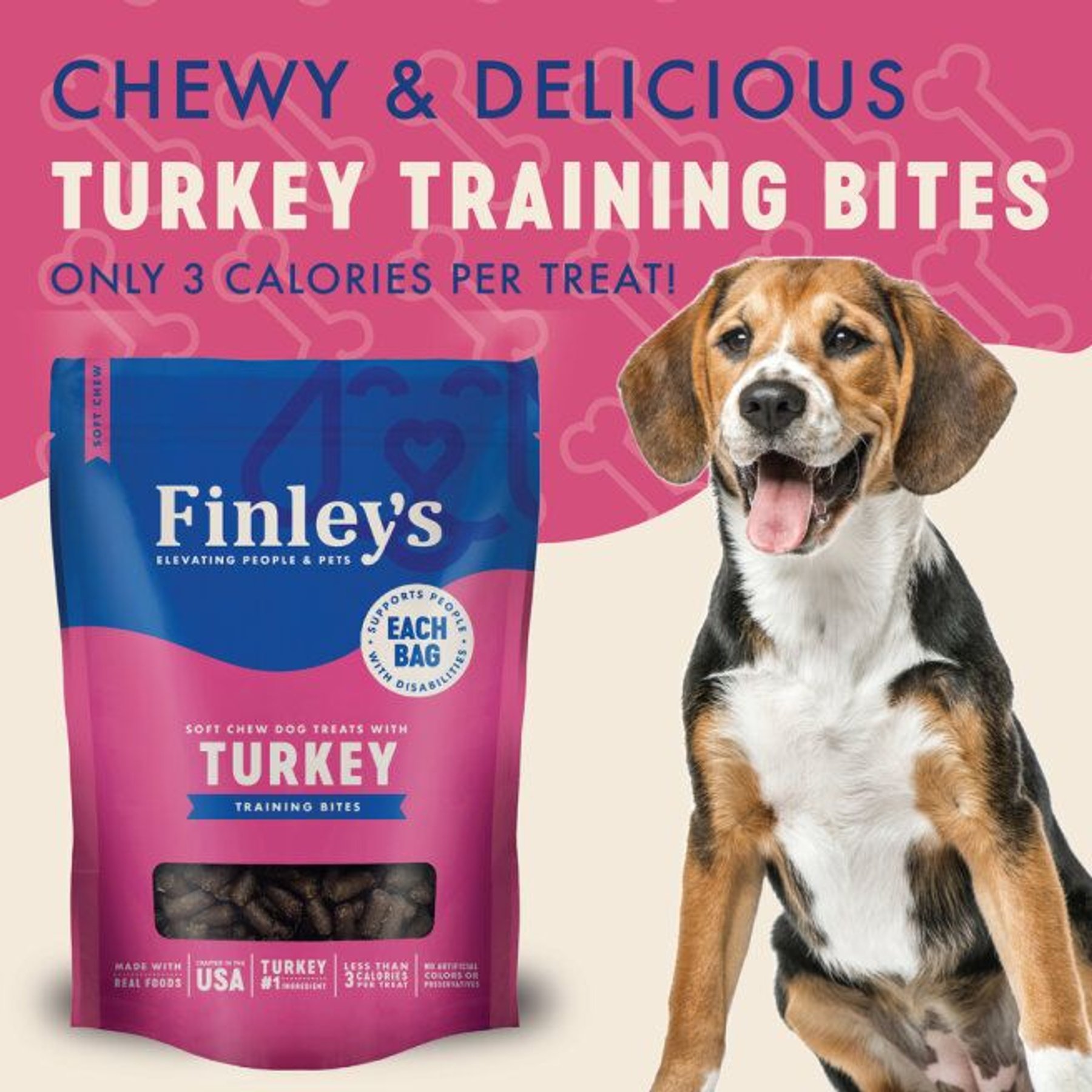 Finley's Barkery Turkey Recipe Soft Chew Training Bites Dog Treats, 16-oz bag