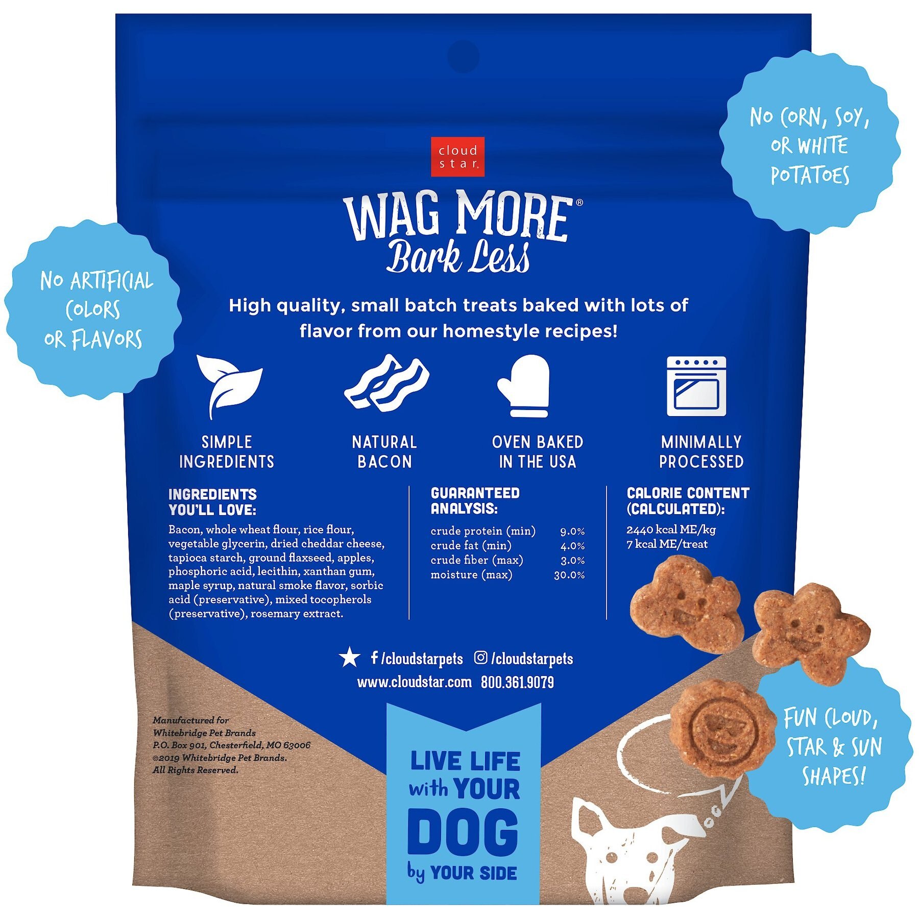 Cloud Star Wag More Bark Less Soft & Chewy with Bacon, Cheese & Apples Dog Treats