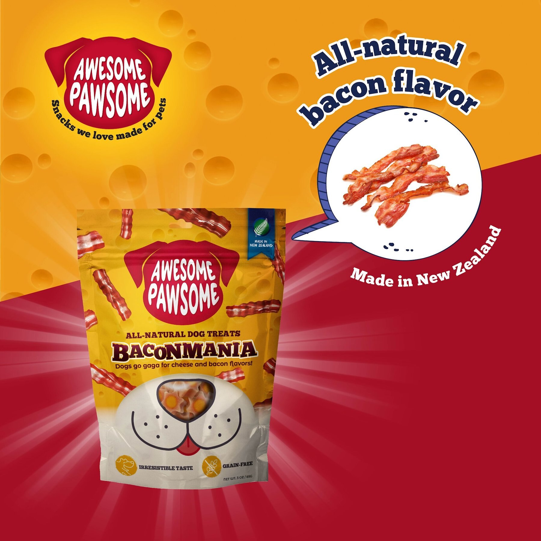 Awesome Pawsome Baconmania Dog Treats, 3-oz bag