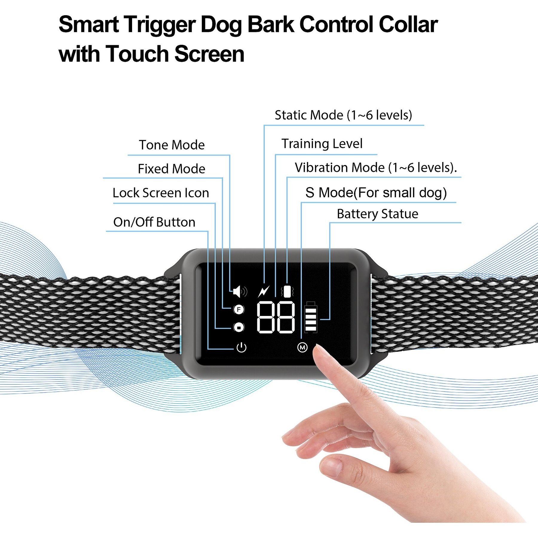 Petdiary Smart Waterproof Static Dog Bark Collar, Small, Dark Gray Free shipping