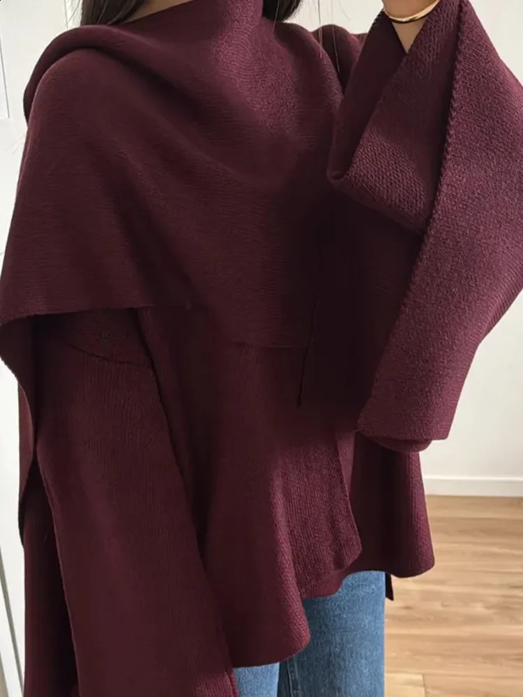 Autumn and winter Burgundy wool blend jacket retro long sleeved Cape Town oversized short jacket womens casual office jacket 241115