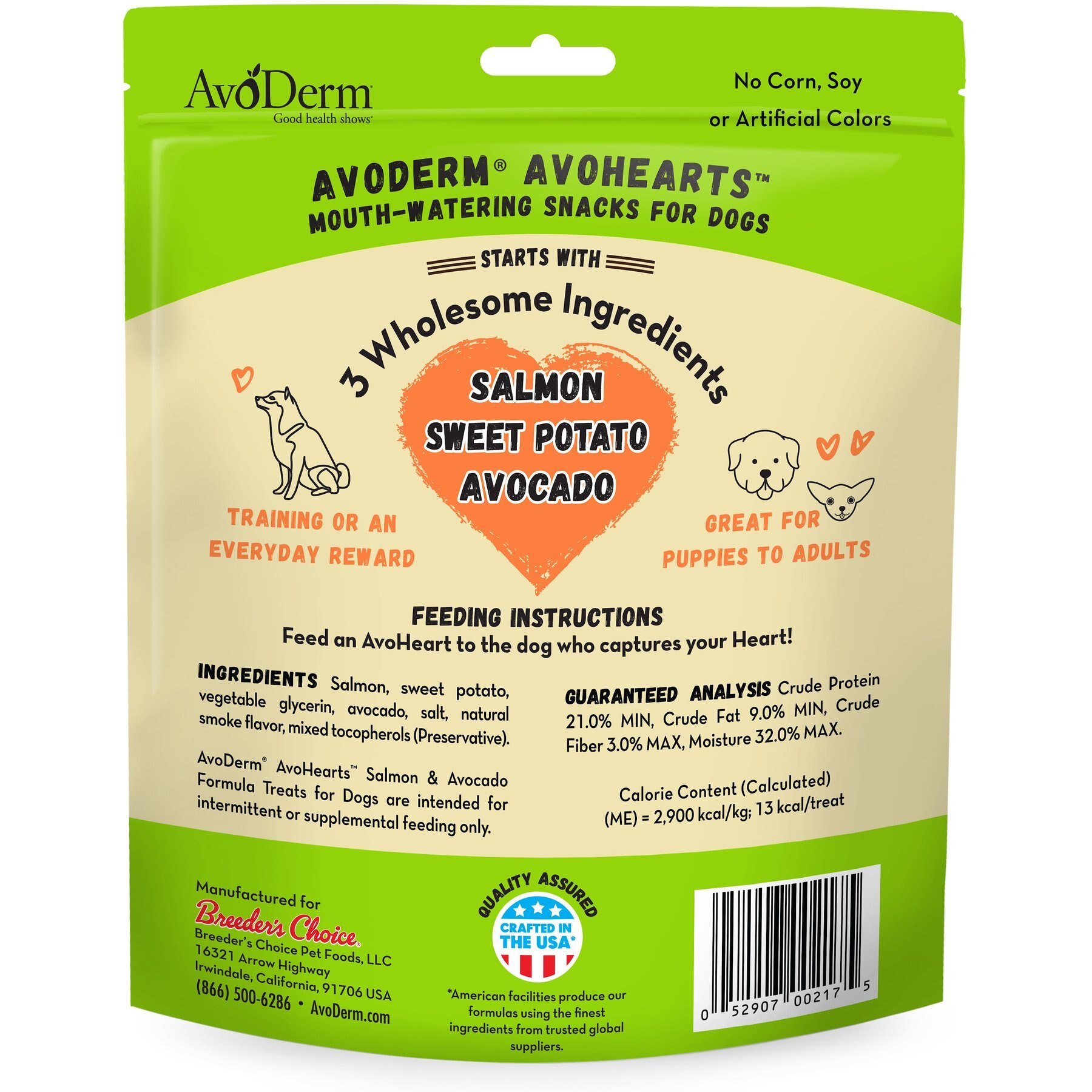 AvoDerm AvoHearts Salmon & Avocado Formula Dog Treats, 5-oz bag