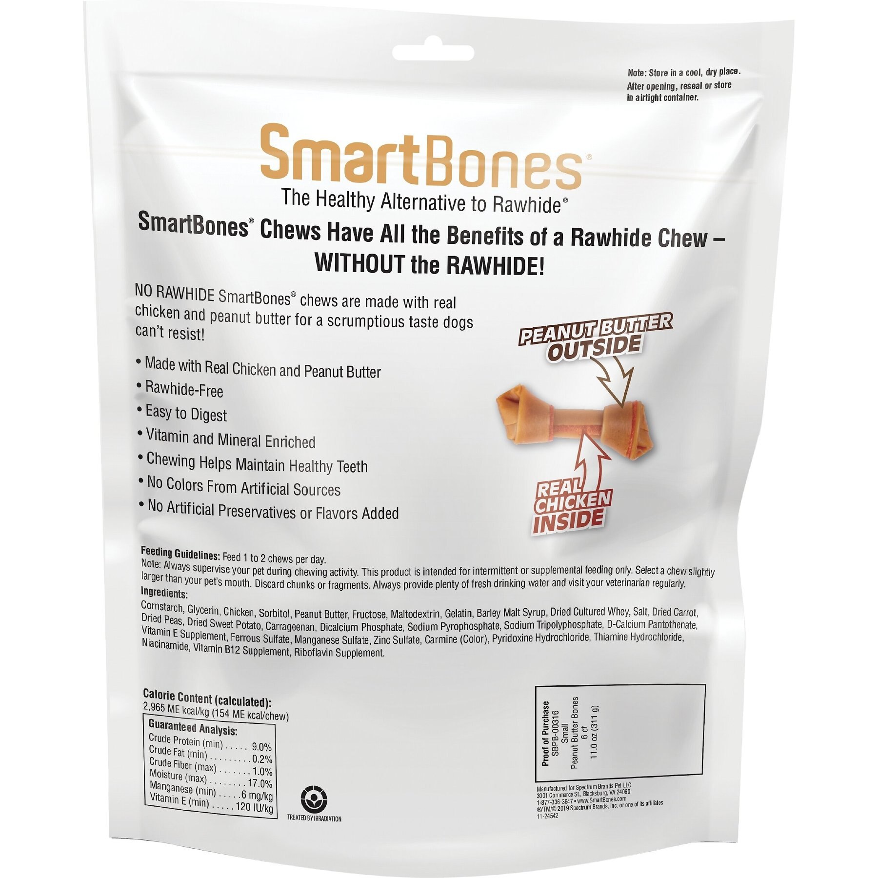 SmartBones Peanut Butter Small Chews Dog Treats, 6 count